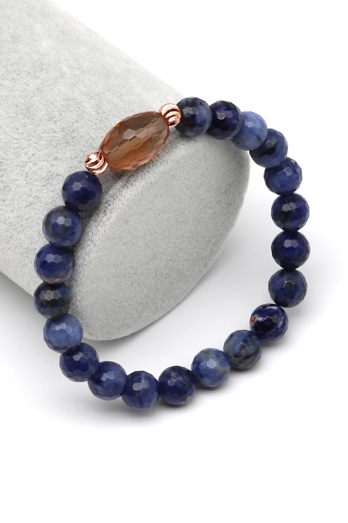 Zultanit-Sodalit Doğal Taş Bileklik 8 mm Fasetli Küre Kesim - BLK-2283