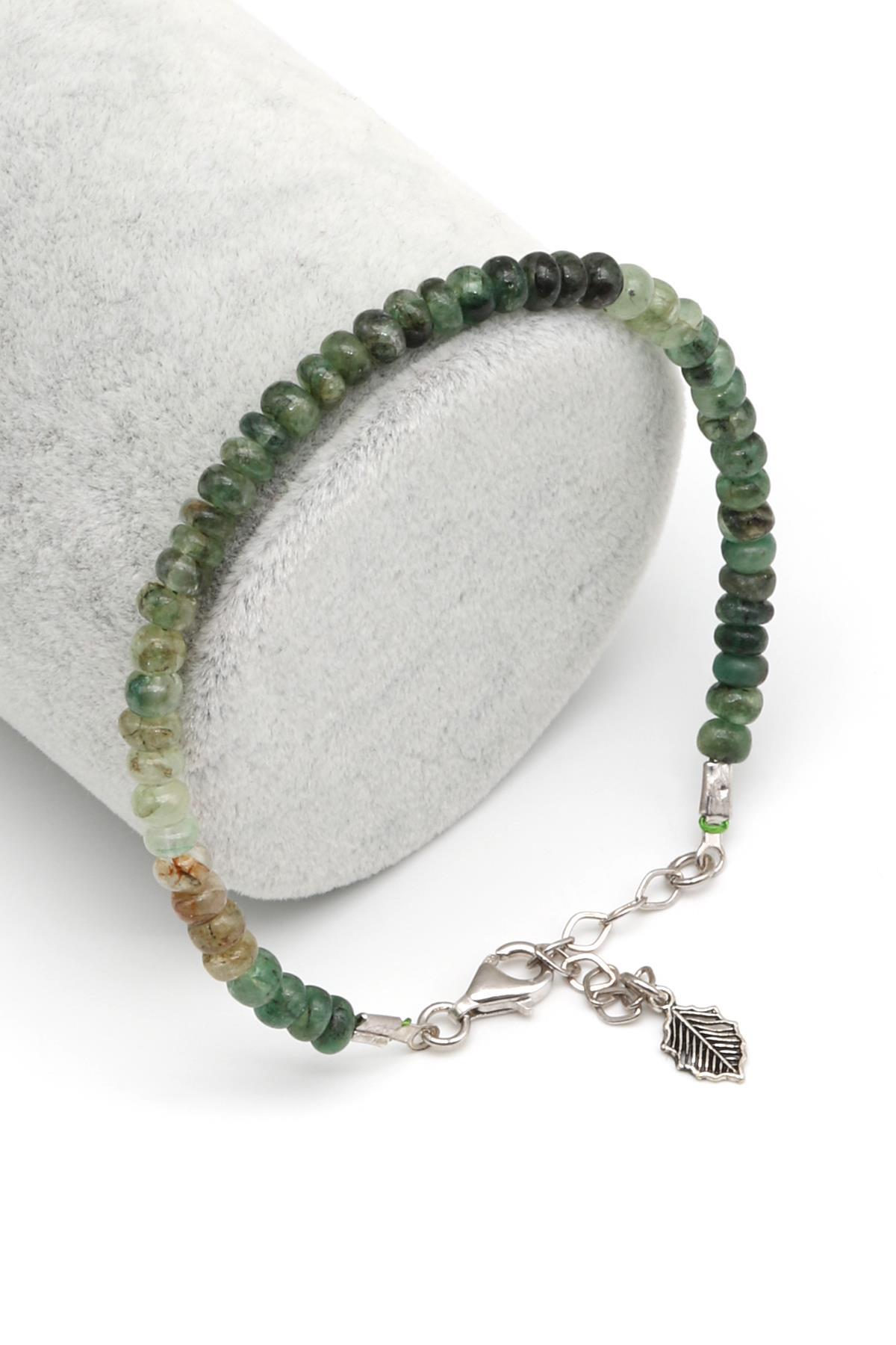 Zümrüt Doğal Taş 925 Ayar Gümüş Bileklik 