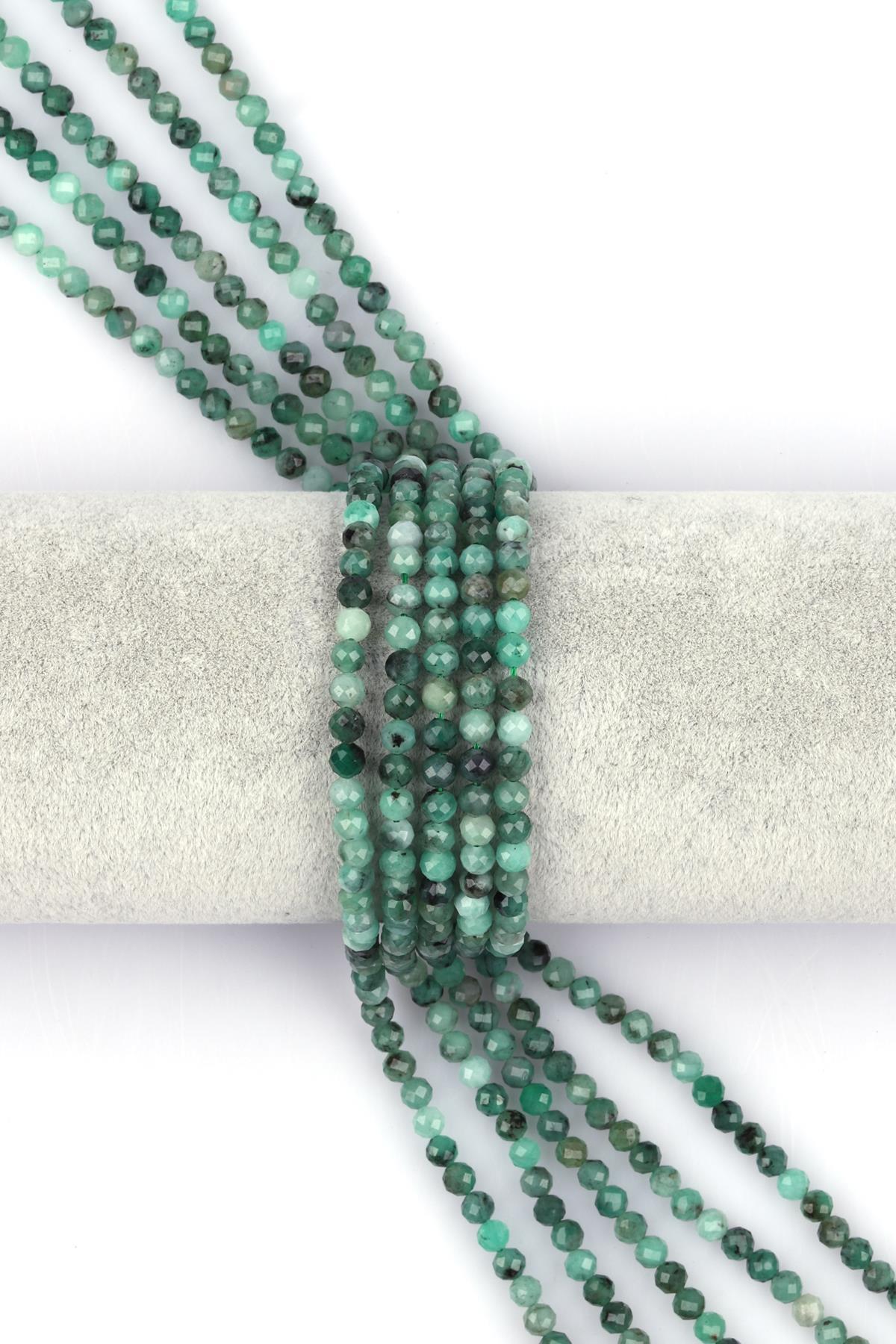Zümrüt Doğal Taş Dizi 4 mm Fasetli Kesim