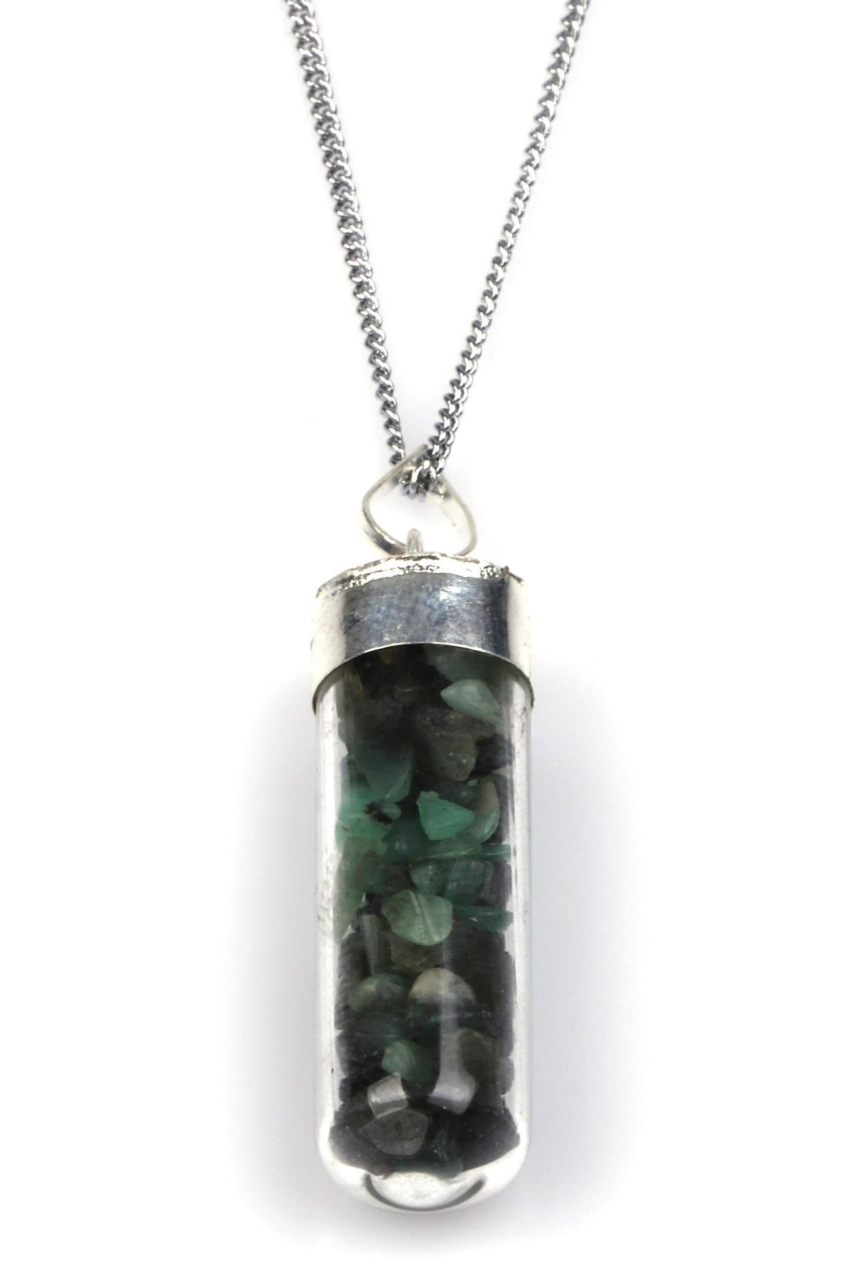 Zümrüt Doğal Taş Tüp Şişe Kolye