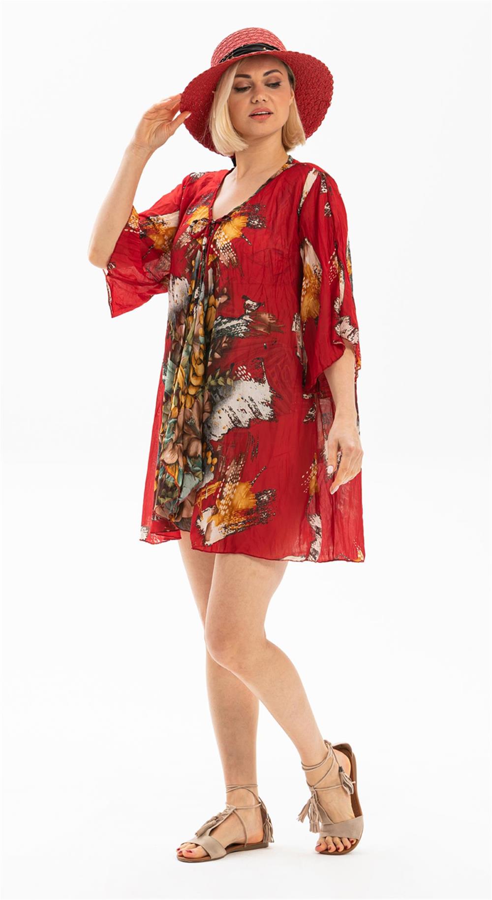 Side Vual Pareo Kırmızı 6124