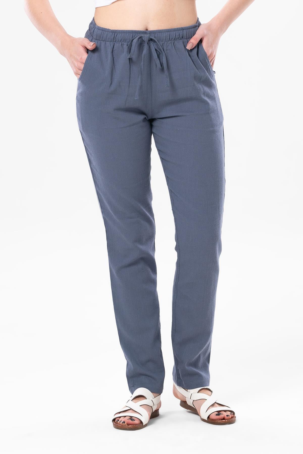 Şile Bezi Çift Cepli Unisex Yazlık Pantolon İndigo indg