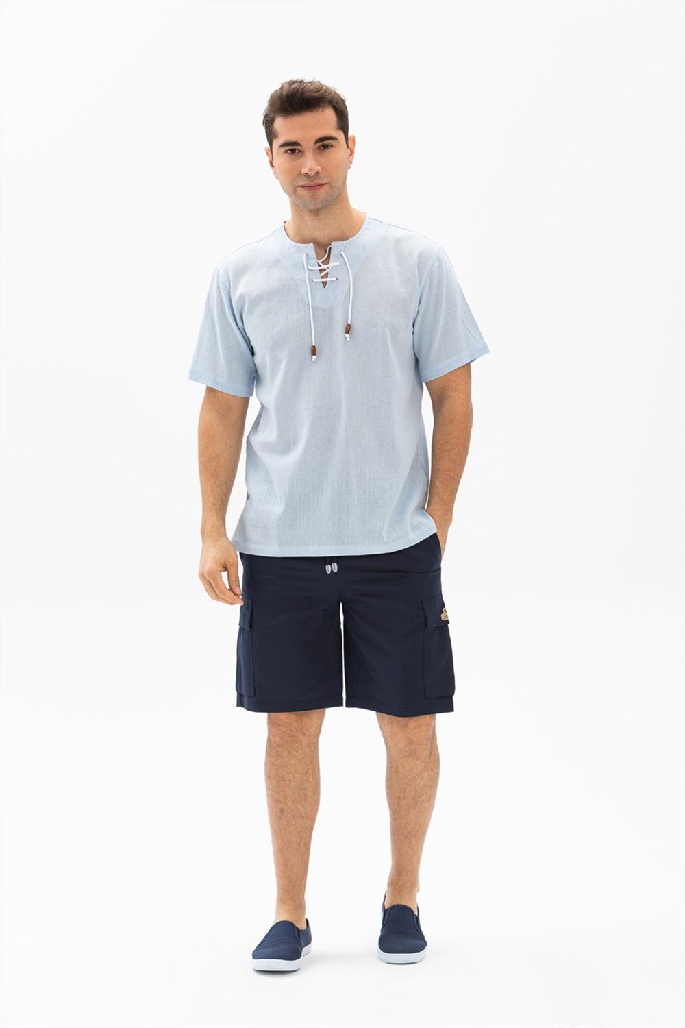 Toptan Gabardin Lastikli Günlük Yazlık Şort Lacivert