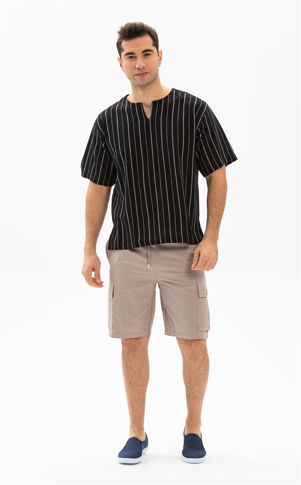 Toptan Gabardin Lastikli Günlük Yazlık Şort Vizon