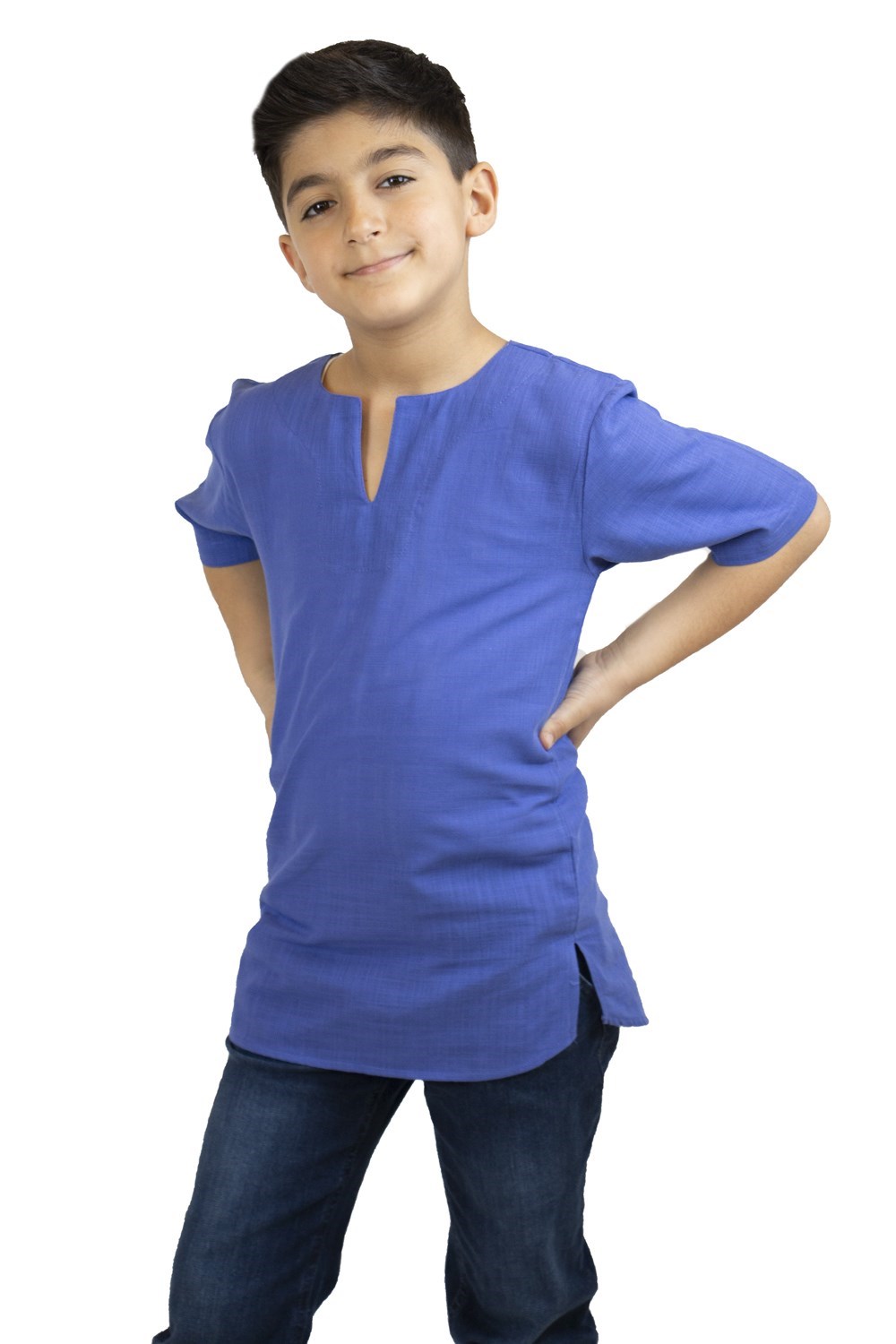 Toptan Kısa Kol Şile Bezi Bisiklet Yaka Erkek Çocuk Yazlık Tshirt Saks