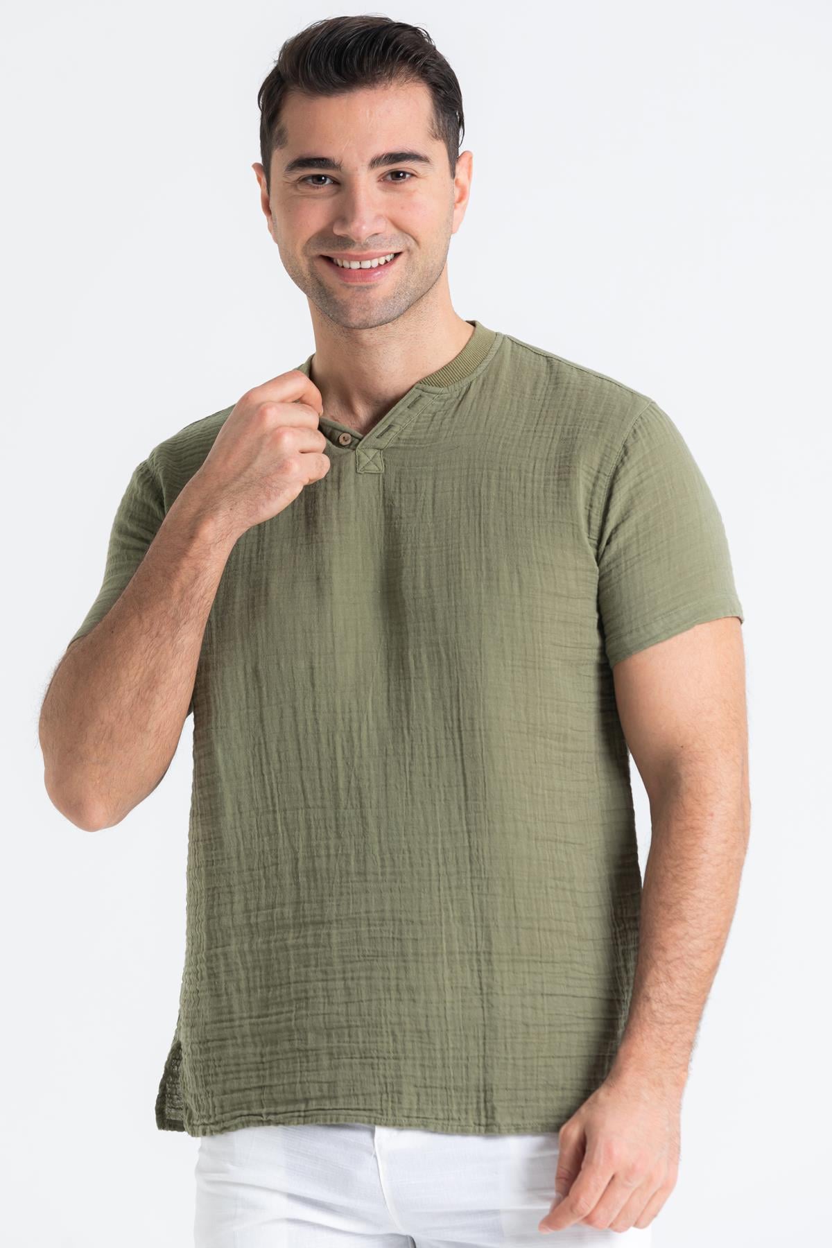 Ribanalı Tshirt Haki Hk