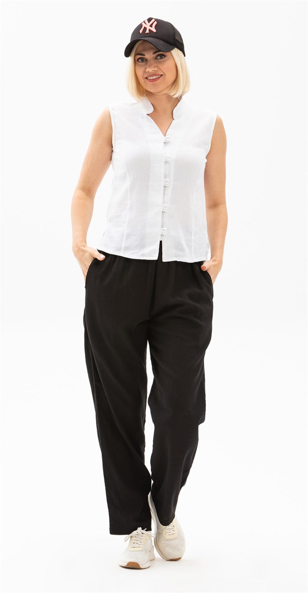 Toptan Kolsuz Şile Bezi Arzu Günlük Yazlık Bluz Beyaz