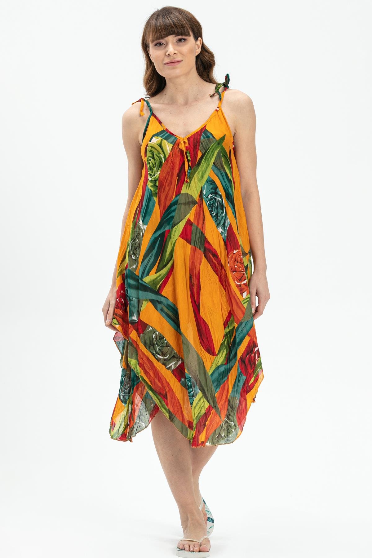 Toptan Afrodit Vual Elbise Hardal