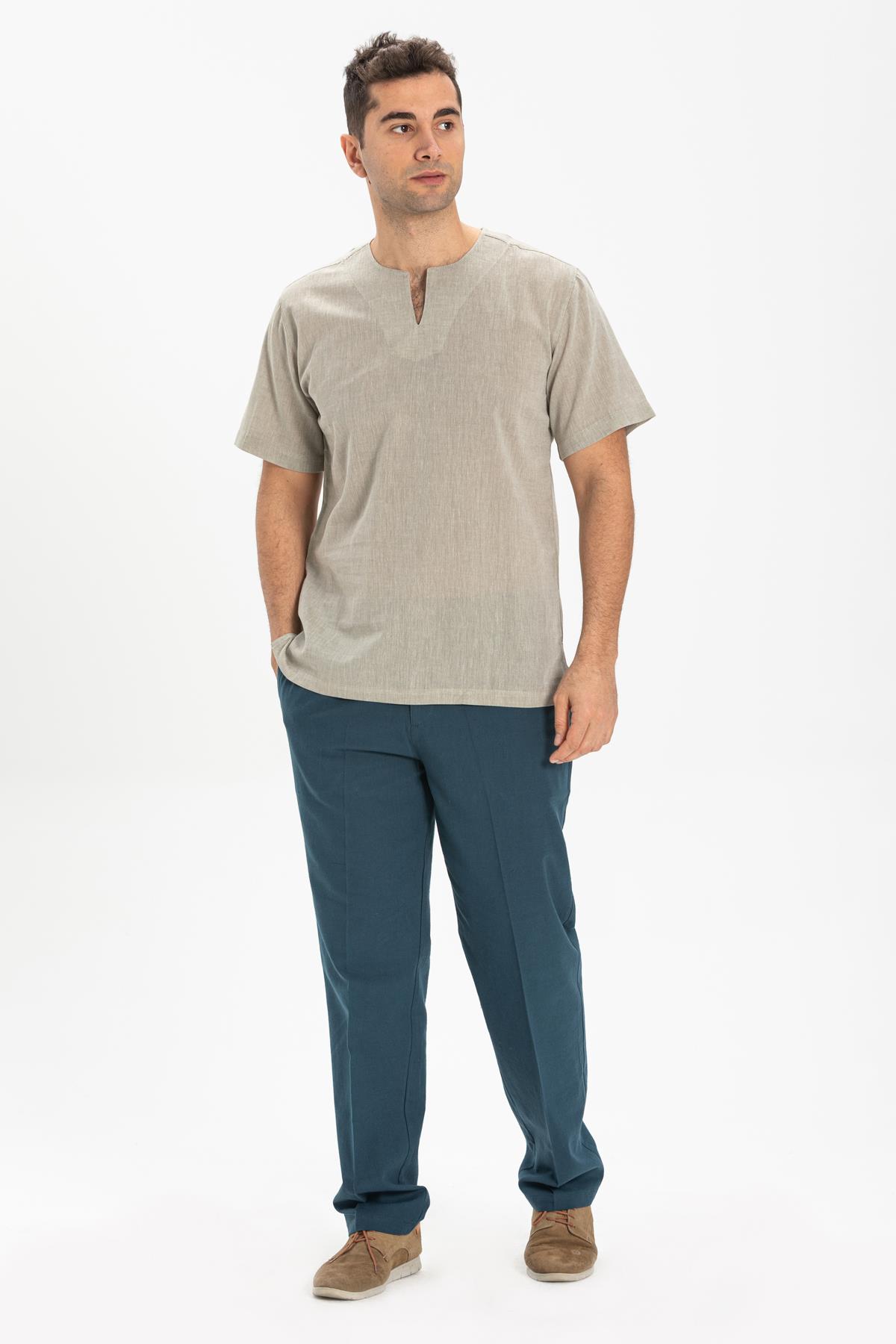 Toptan Büyük Beden Kısa Kol Şile Bezi Bisiklet Yaka Erkek Tshirt Taş