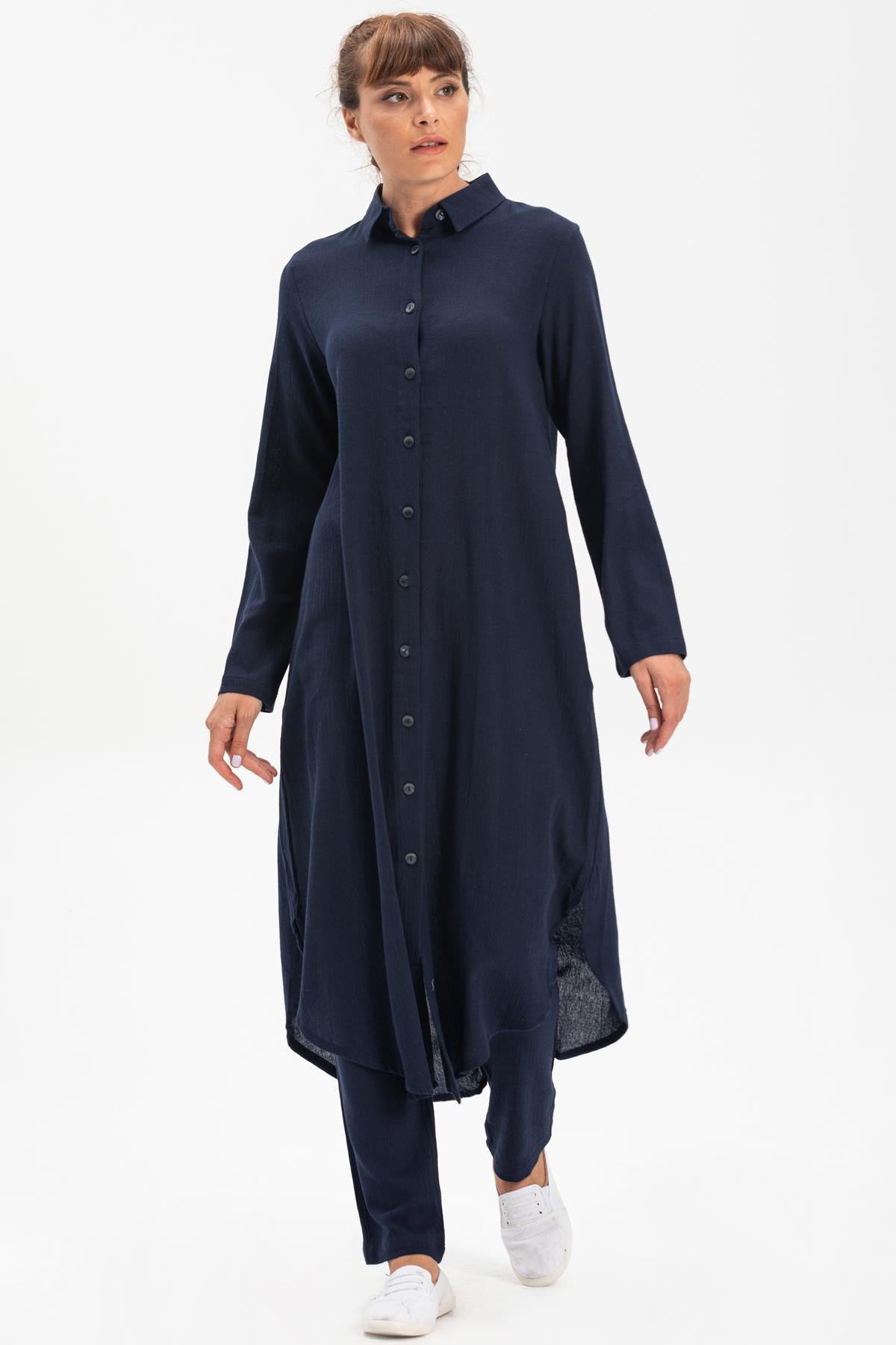 Toptan Edanur Şile Bezi Tunik Lacivert