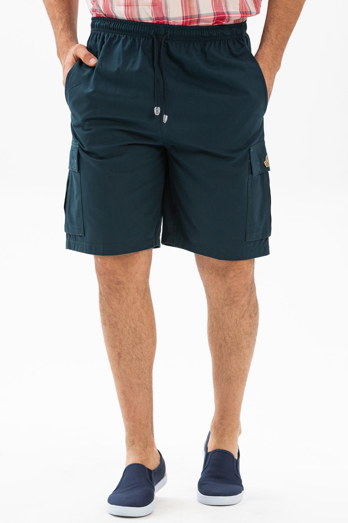 Toptan Lastikli Gabardin Şort Petrol