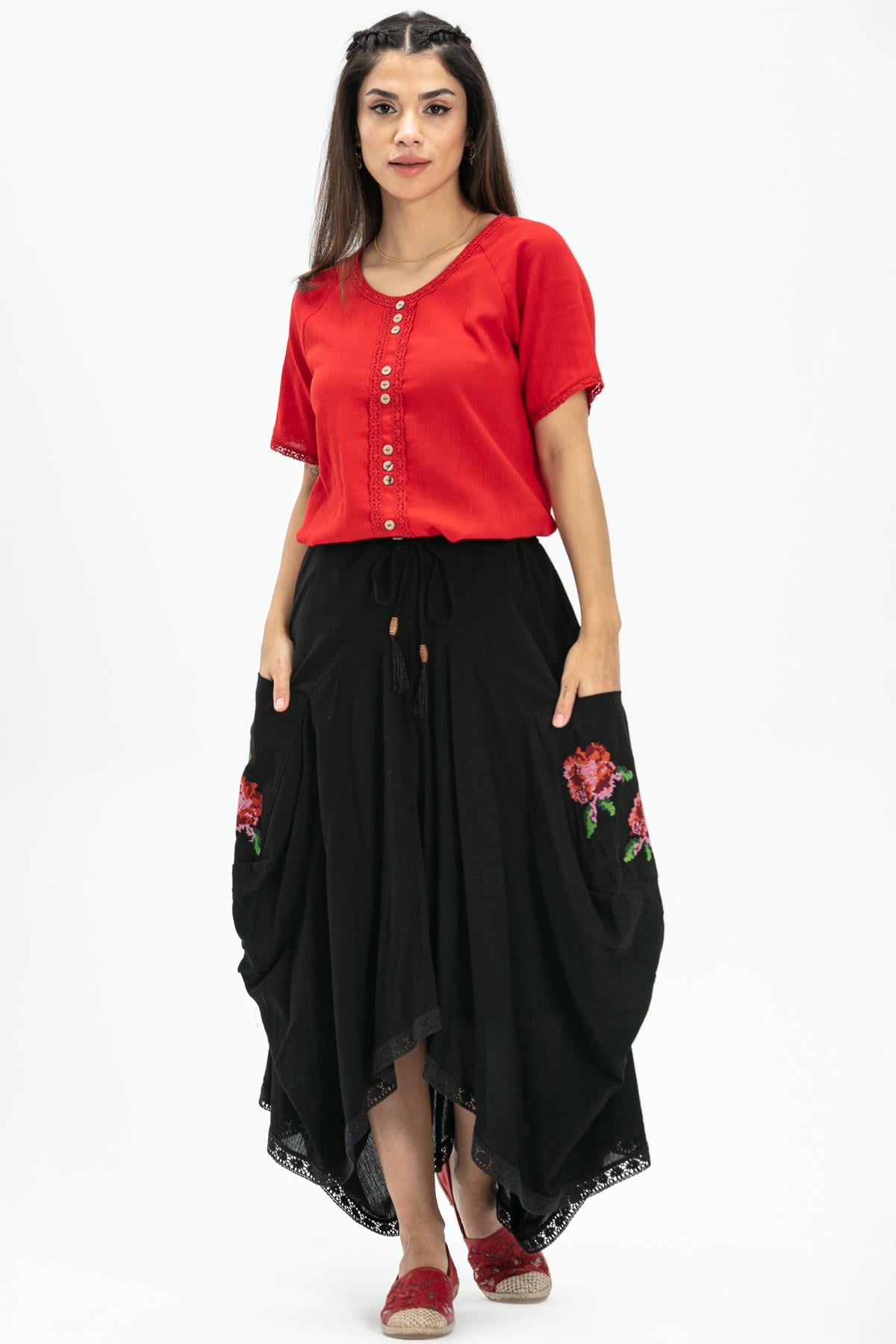 Toptan Rumeli Şile Bezi Etek Siyah