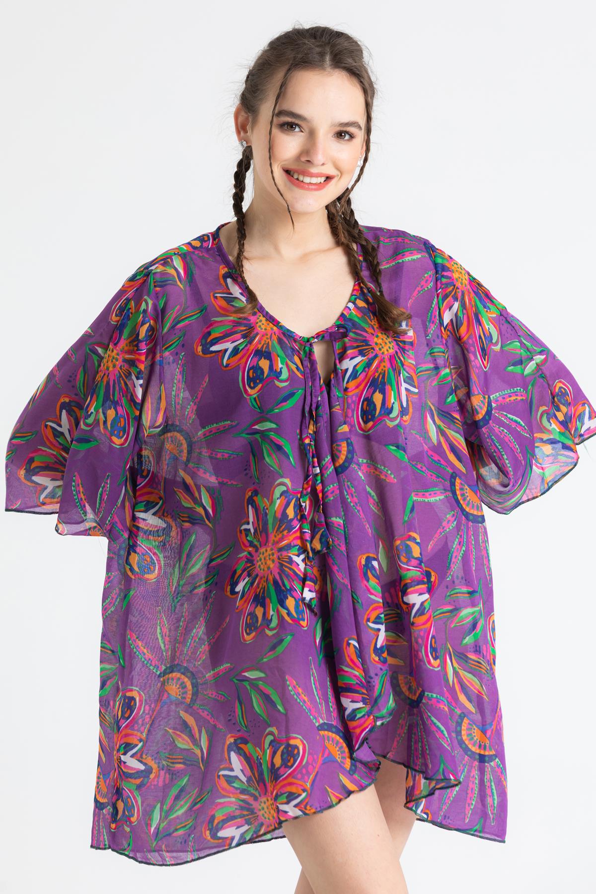 Toptan Side Vual Pareo Mor 6194