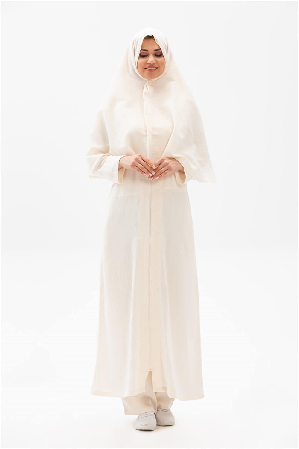 Toptan Umre Şile Bezi Başörtüsü Krem