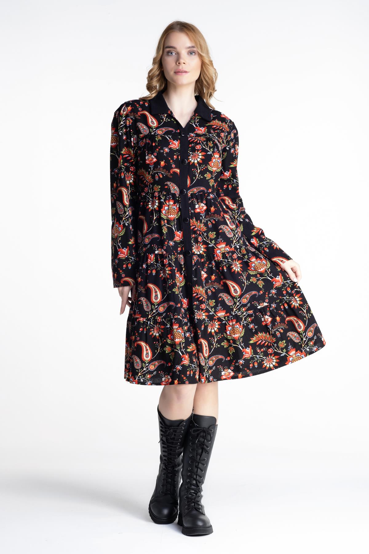 Güz Velvetin Elbise Siyah Syh