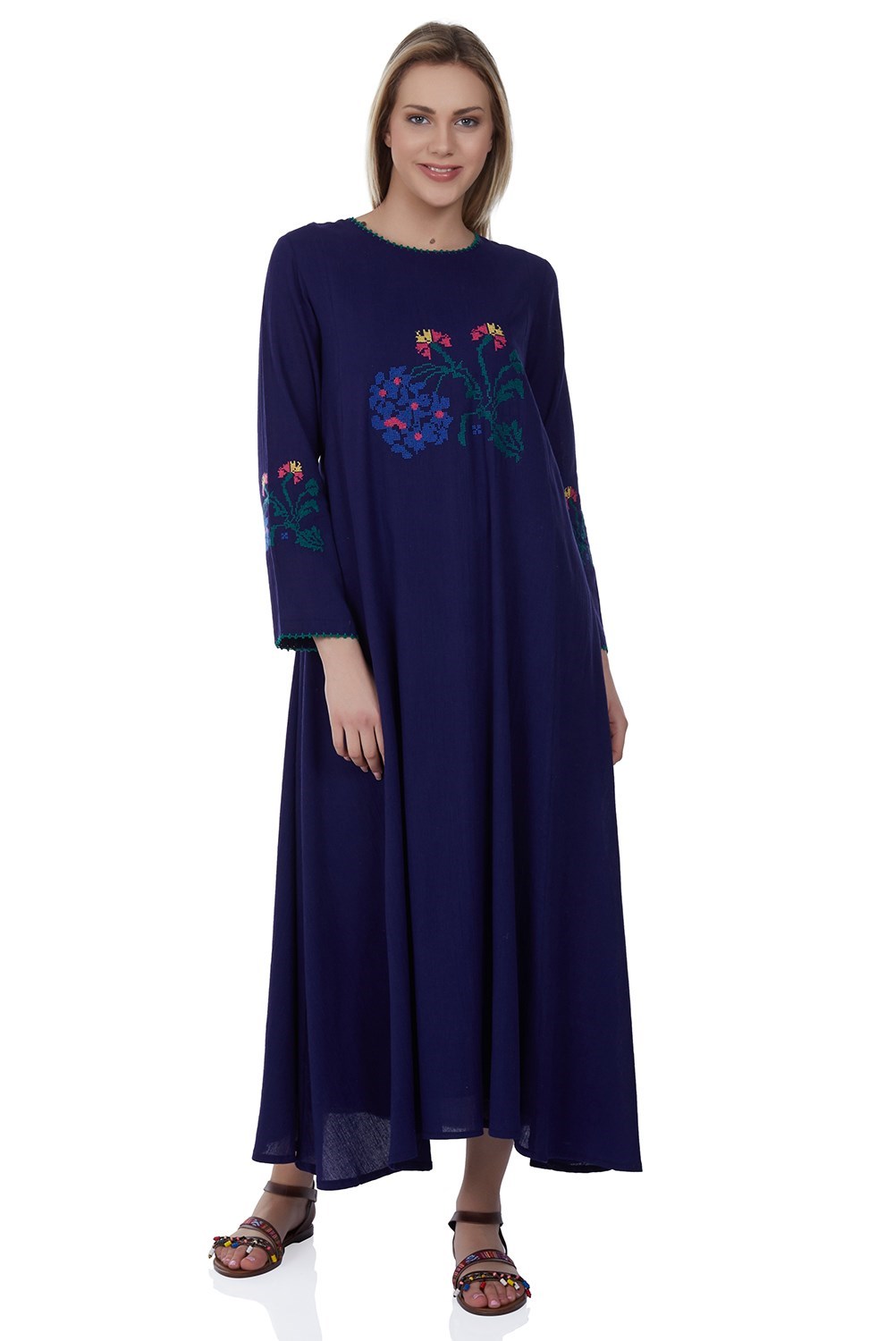 Toptan Hilal Şile Bezi Elbise Mor