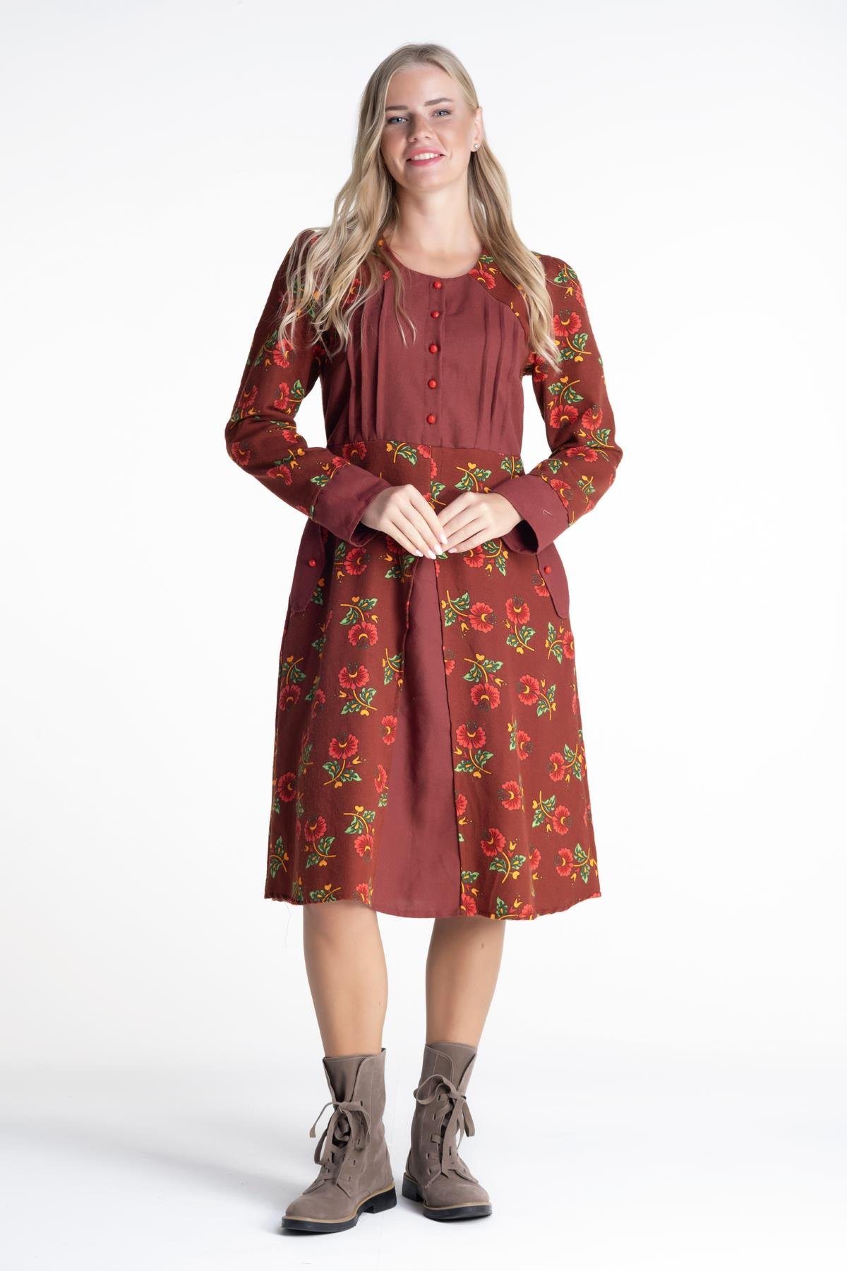 Kamelya Pazen Elbise Bordo Brd