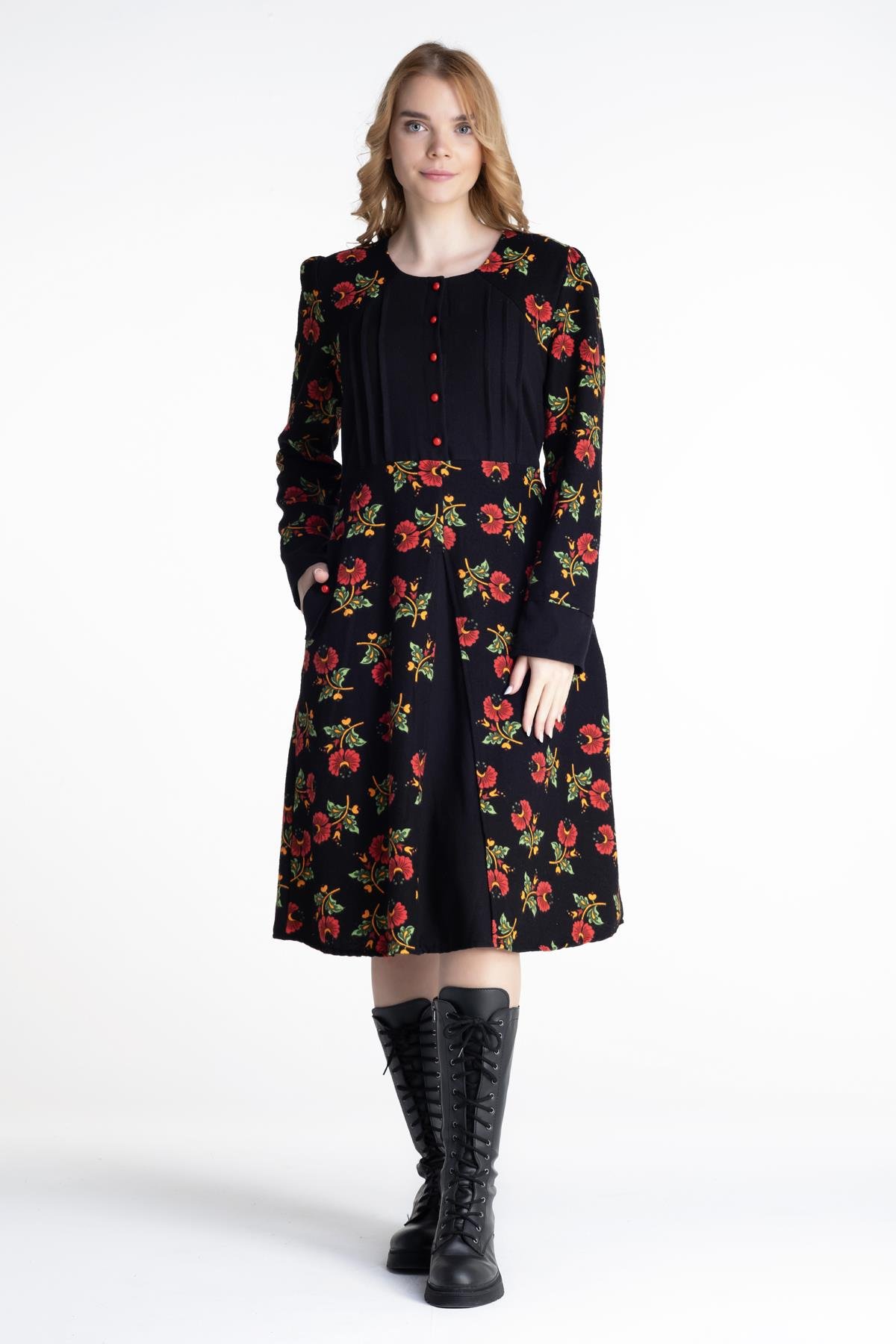 Kamelya Pazen Elbise Siyah Syh