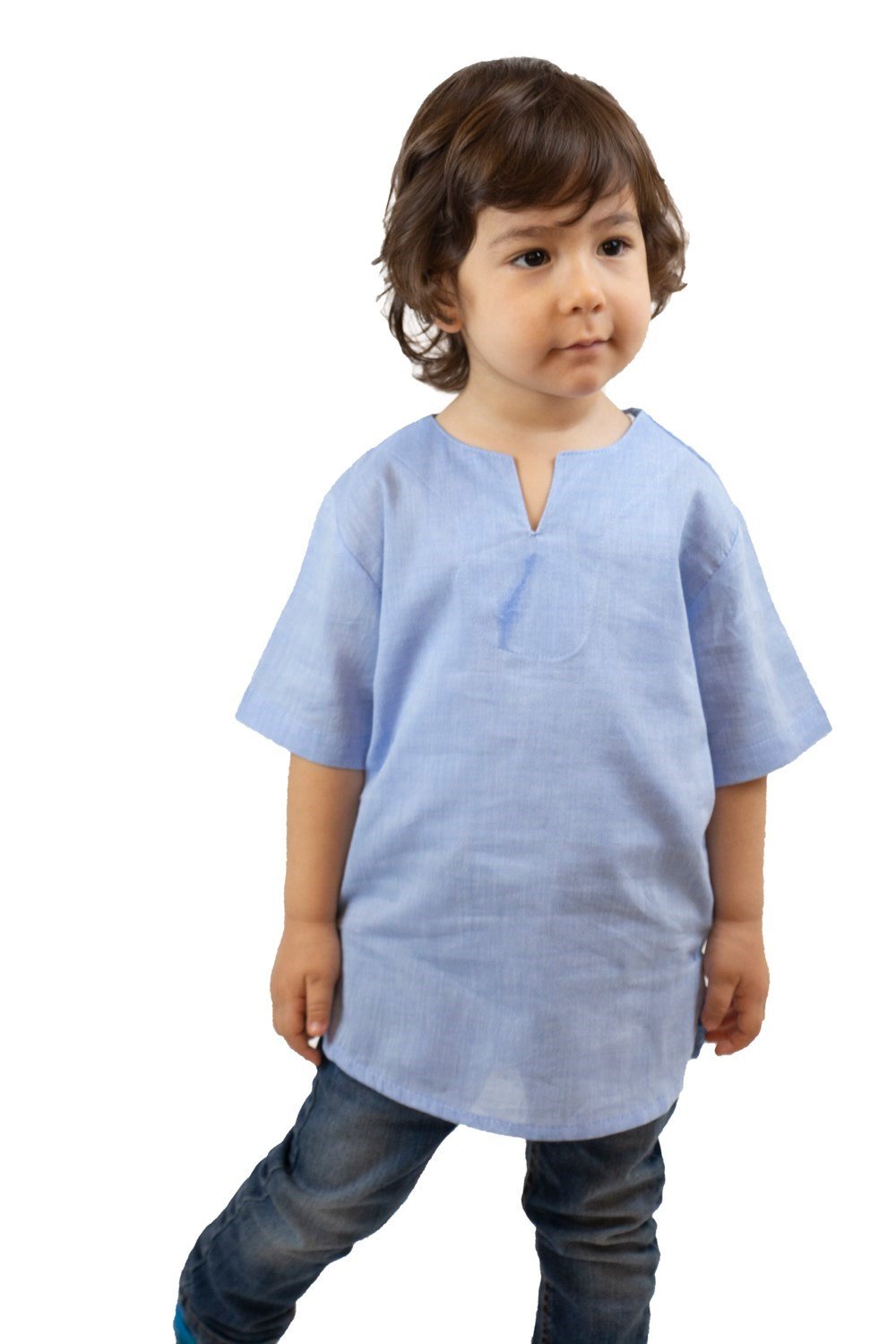 Toptan Kısa Kol Şile Bezi Bisiklet Yaka Erkek Çocuk Yazlık Tshirt Mavi