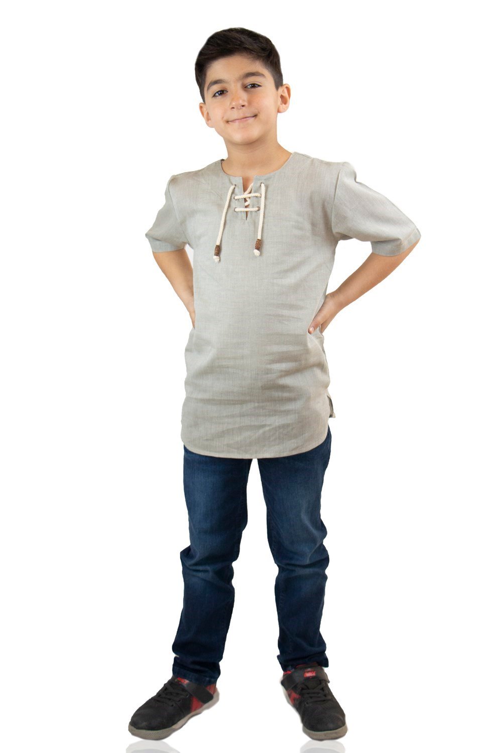 Toptan Kısa Kol Şile Bezi Zımbalı Erkek Çocuk Yazlık Tshirt Taş