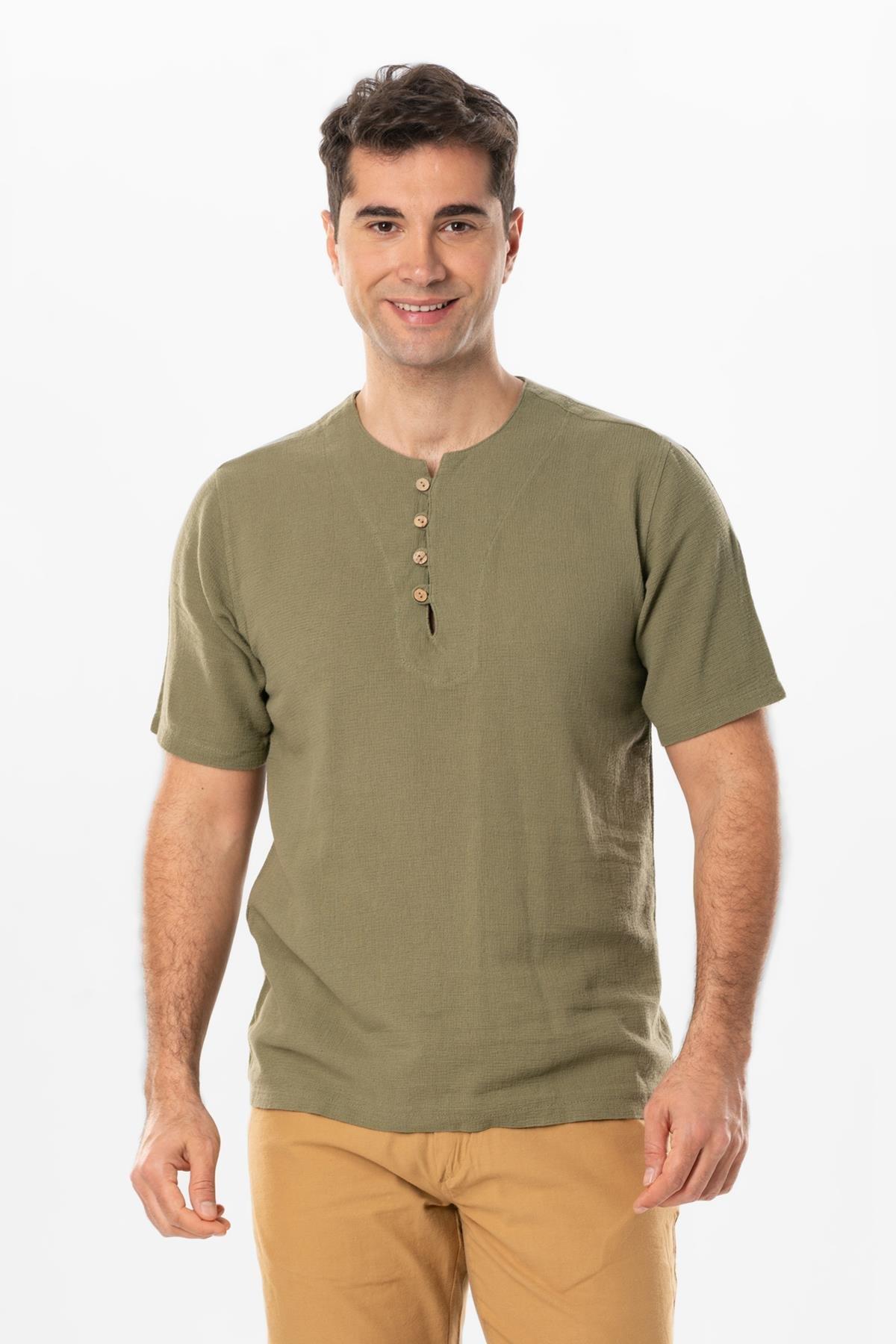 Kısa Kol Violet Halikarnas Erkek Yazlık Tshirt Haki Hk
