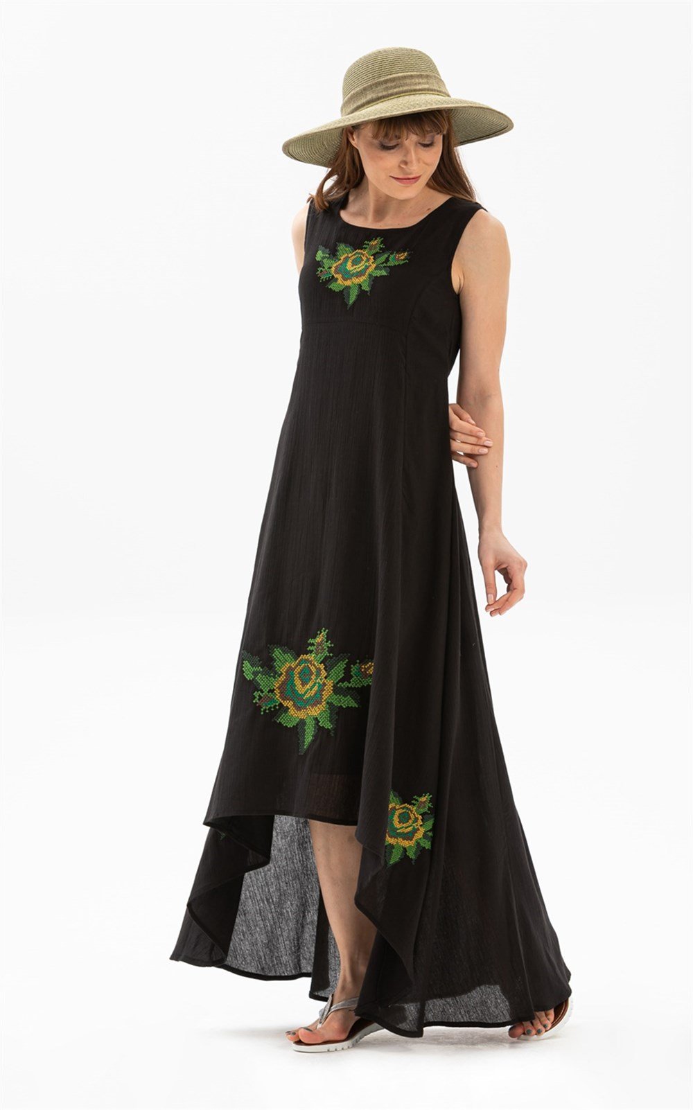 Toptan Kolsuz Şile Bezi Sıla Elbise Siyah