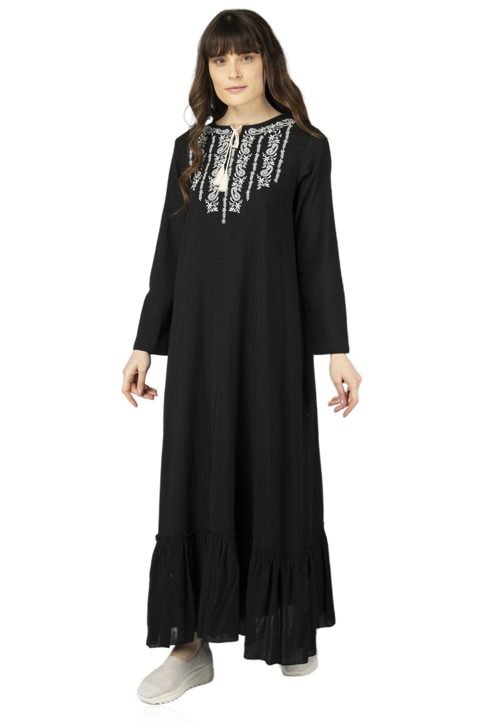 Toptan Meriç Şile Bezi Elbise Siyah