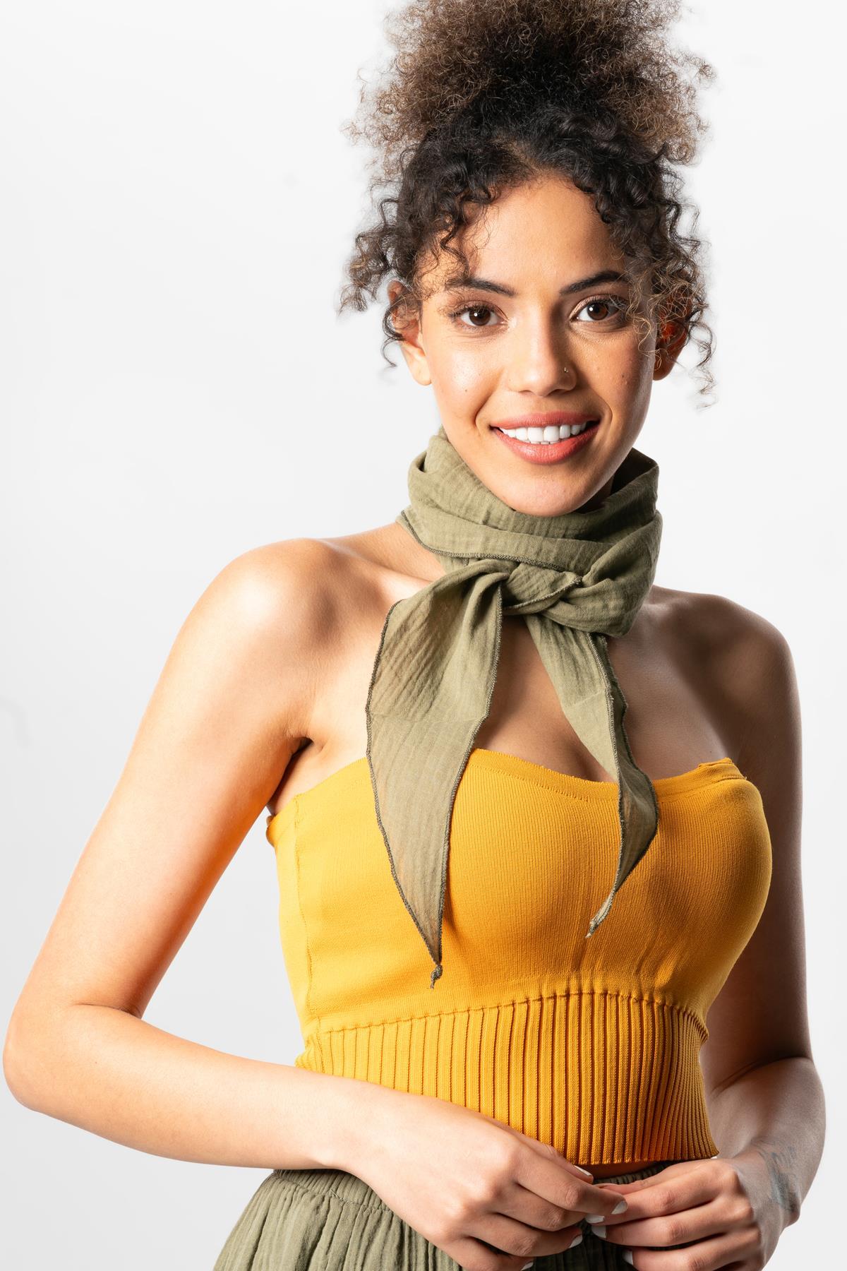 Müslin Fular Haki Hk