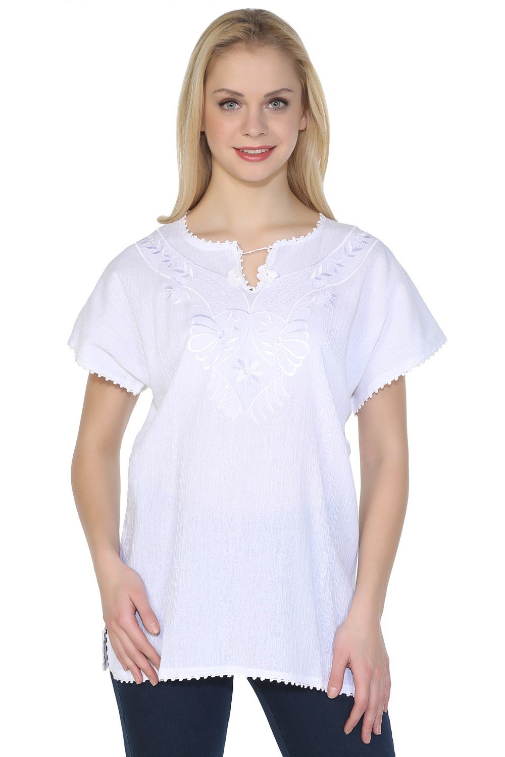 Toptan Kısa Kol Şile Bezi Naz Yazlık Anne Bluz Beyaz