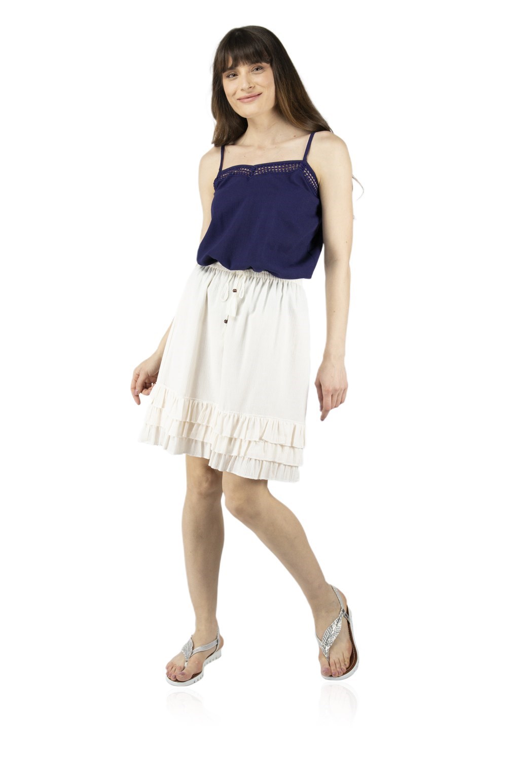 Toptan Nermin Şile Bezi Etek Krem