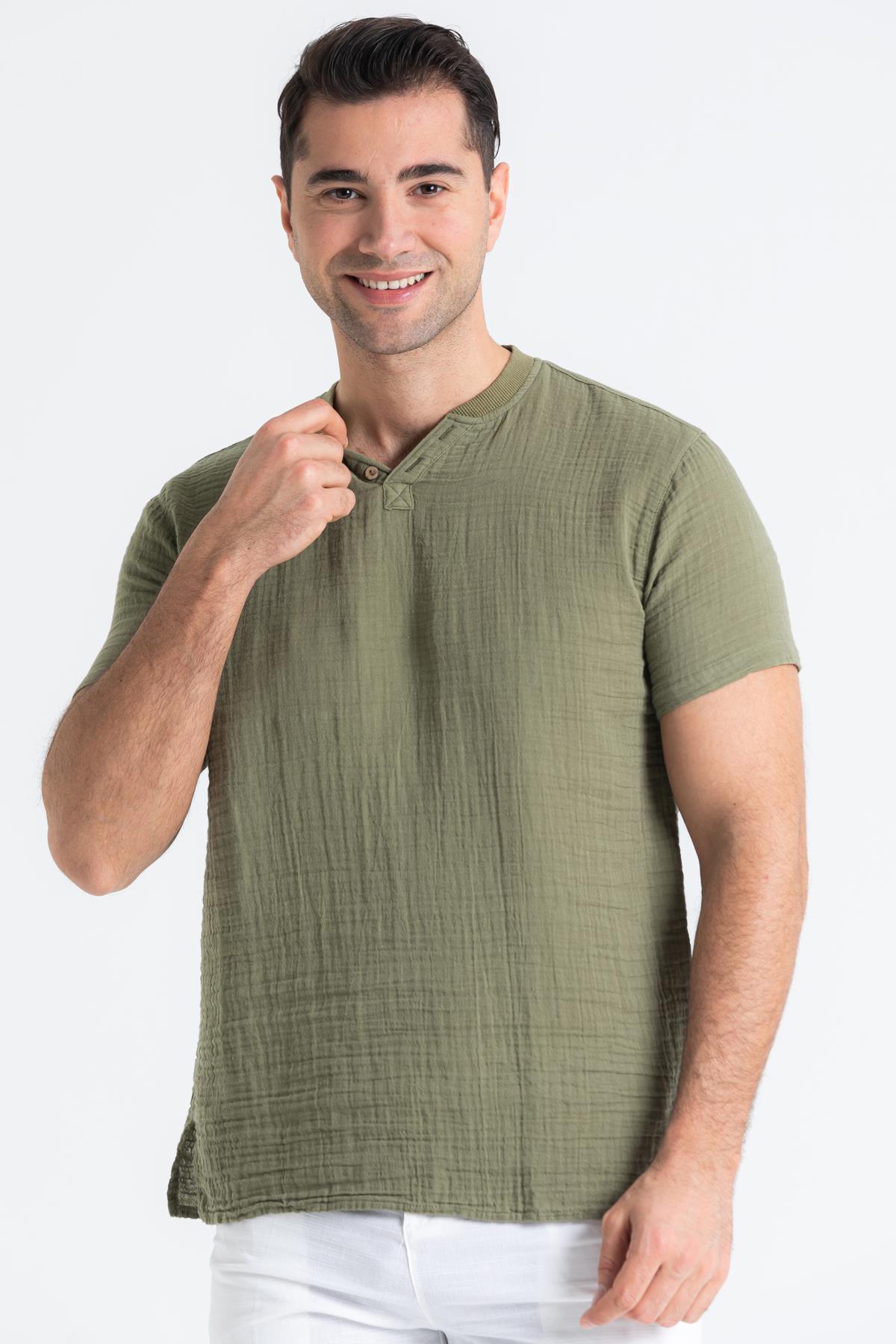 Ribanalı Tshirt Haki Hk