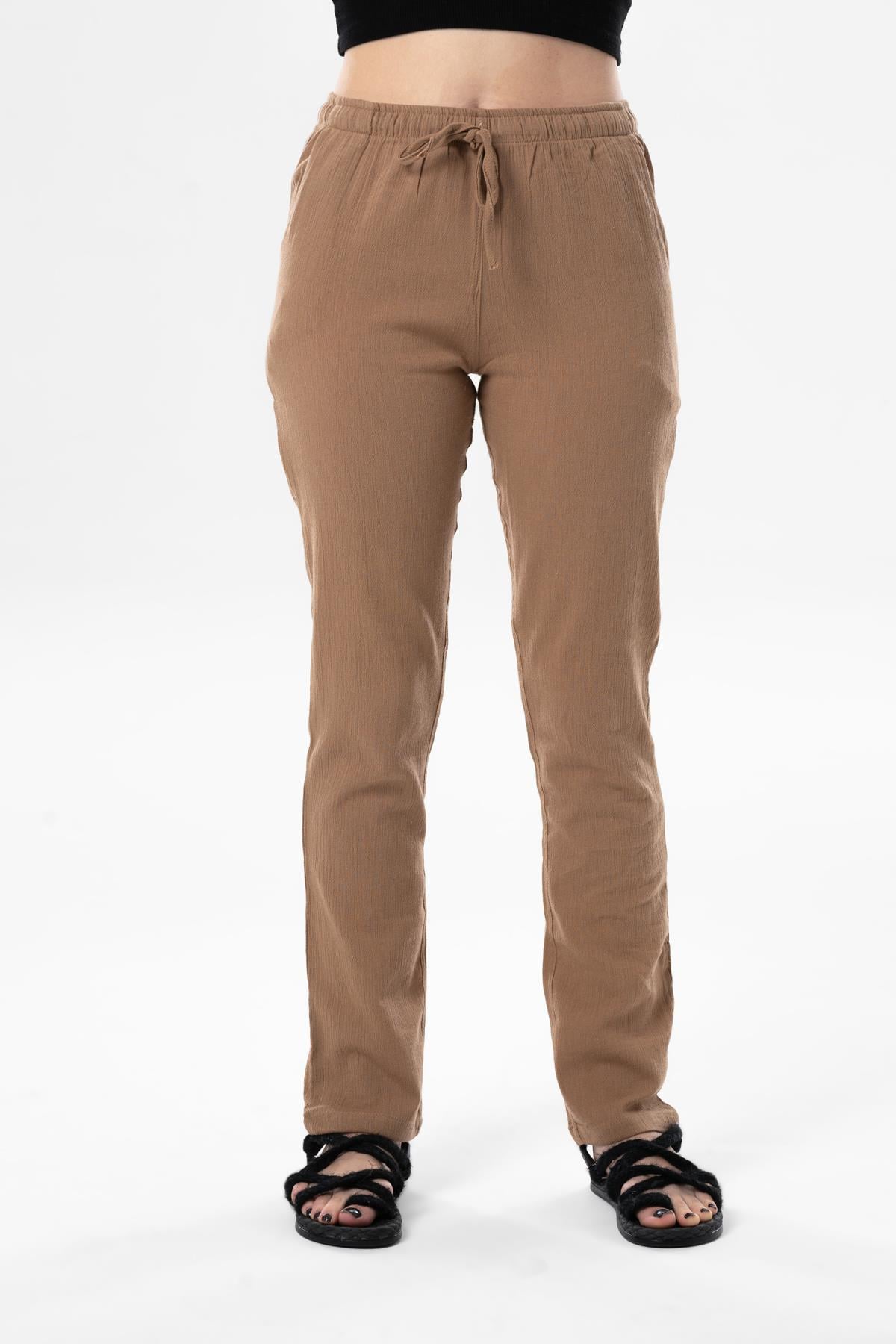 Şile Bezi Çift Cepli Unisex Yazlık Pantolon Vizon Vzn