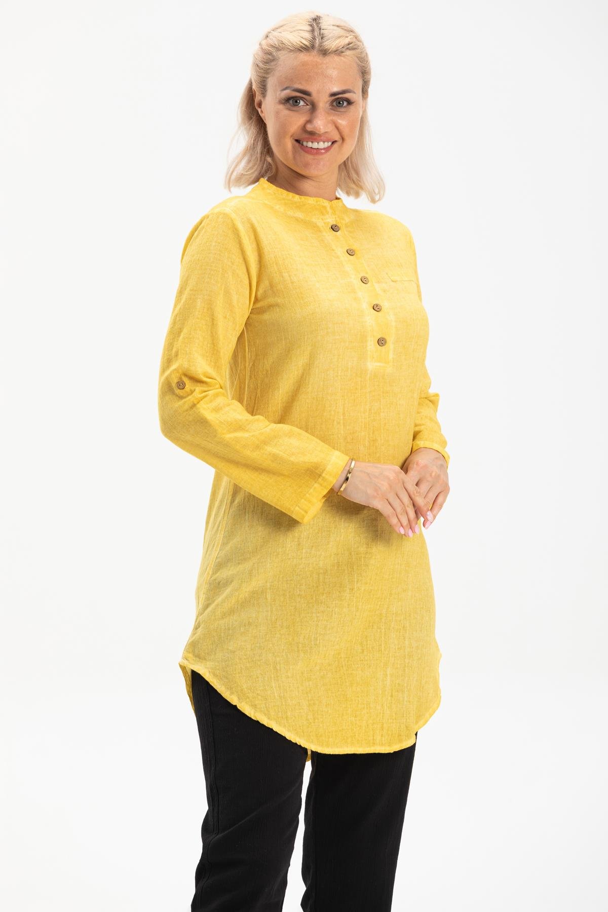 Toptan Akasya Şile Bezi Tunik Sarı