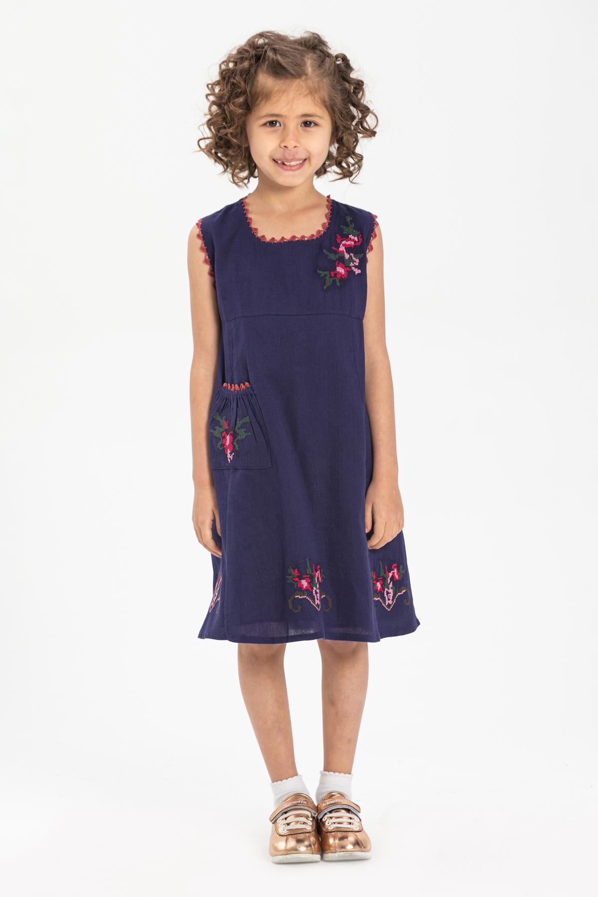 Toptan Burçak Şile Bezi Çocuk Elbise Mor