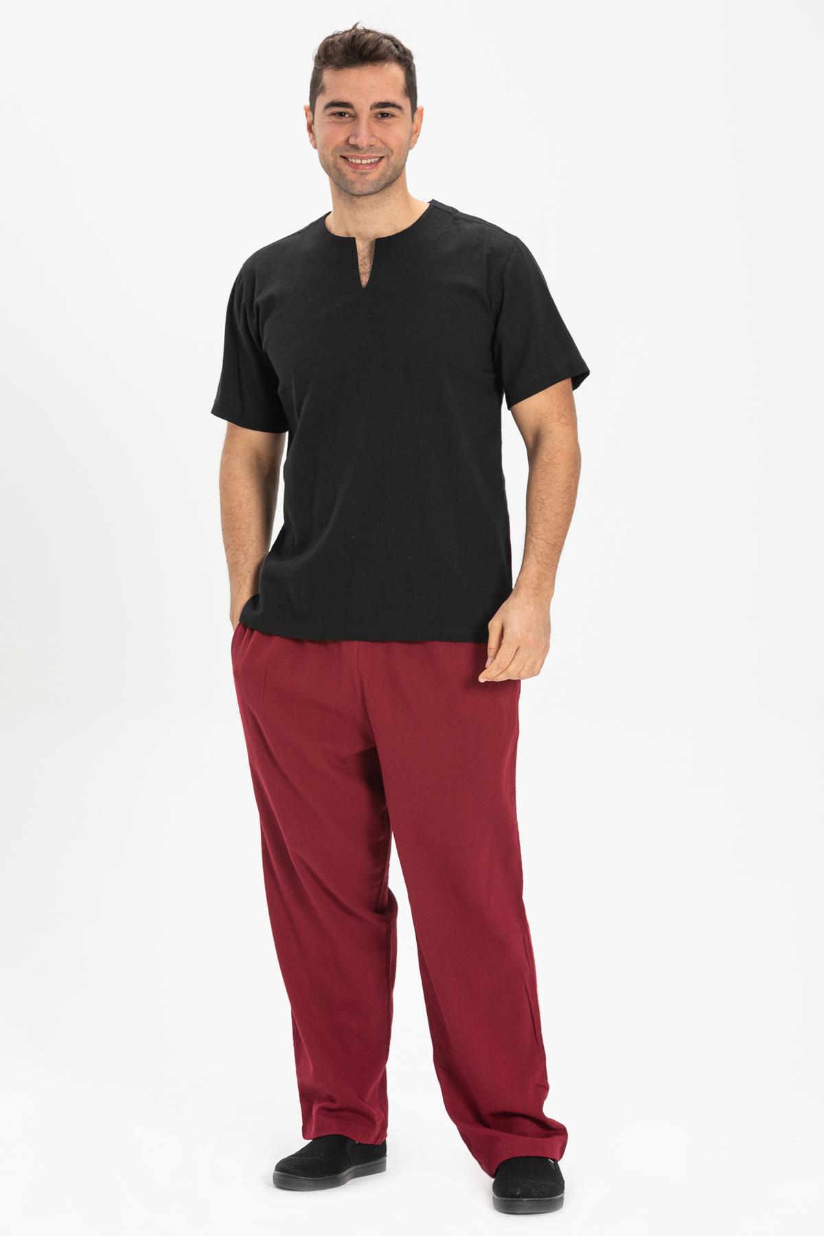 Toptan Büyük Beden Kısa Kol Şile Bezi Bisiklet Yaka Erkek Tshirt Siyah