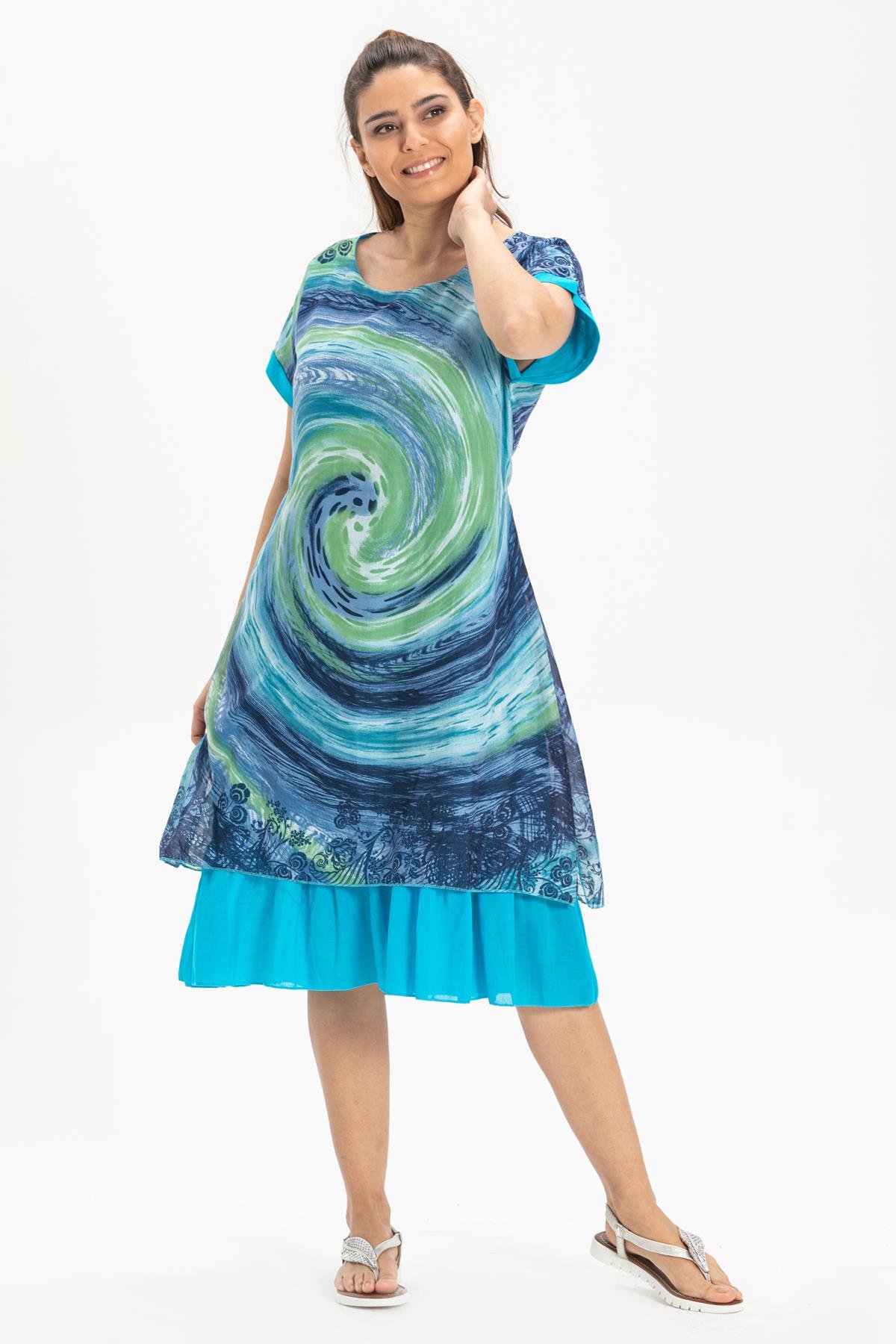 Toptan Defne Vual Elbise Lacivert