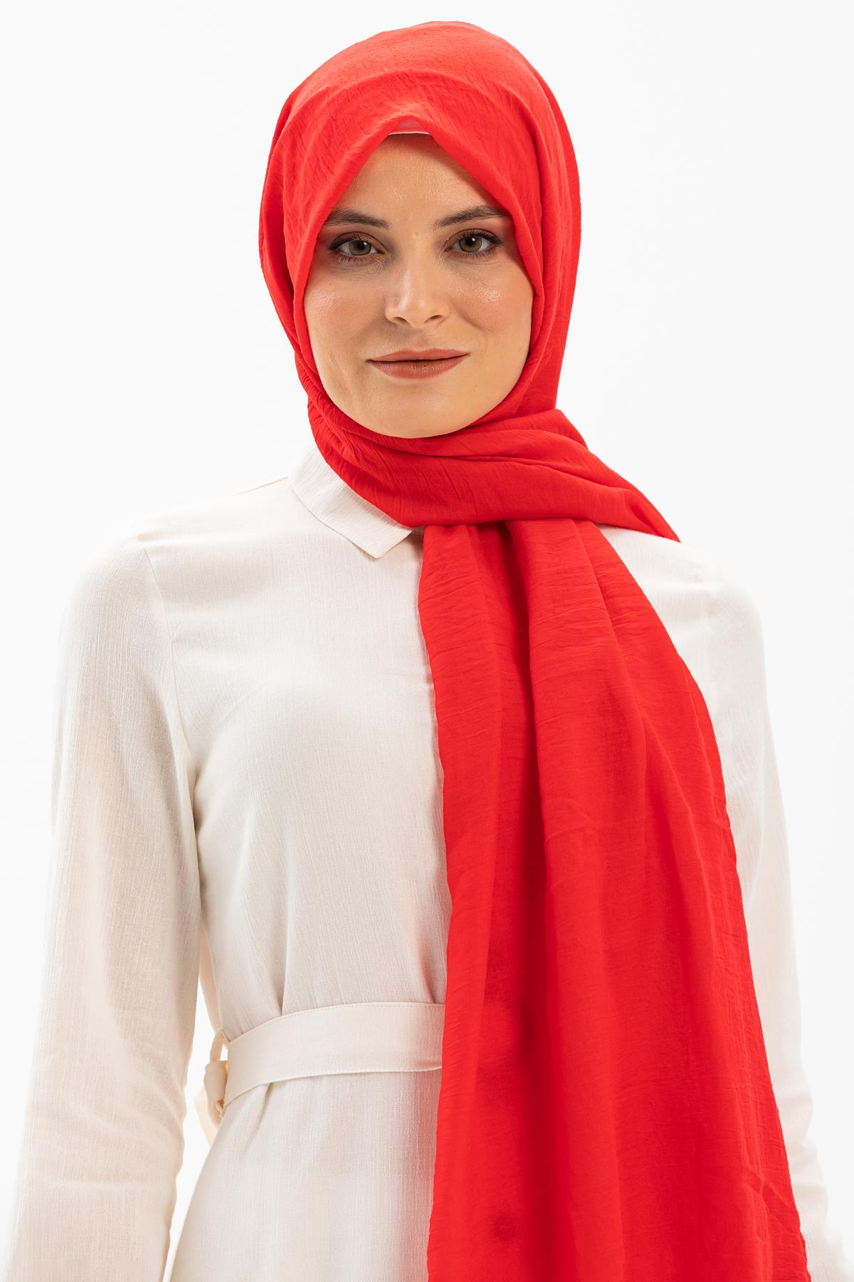 Toptan Düz Vual Kumaş Şal Kırmızı