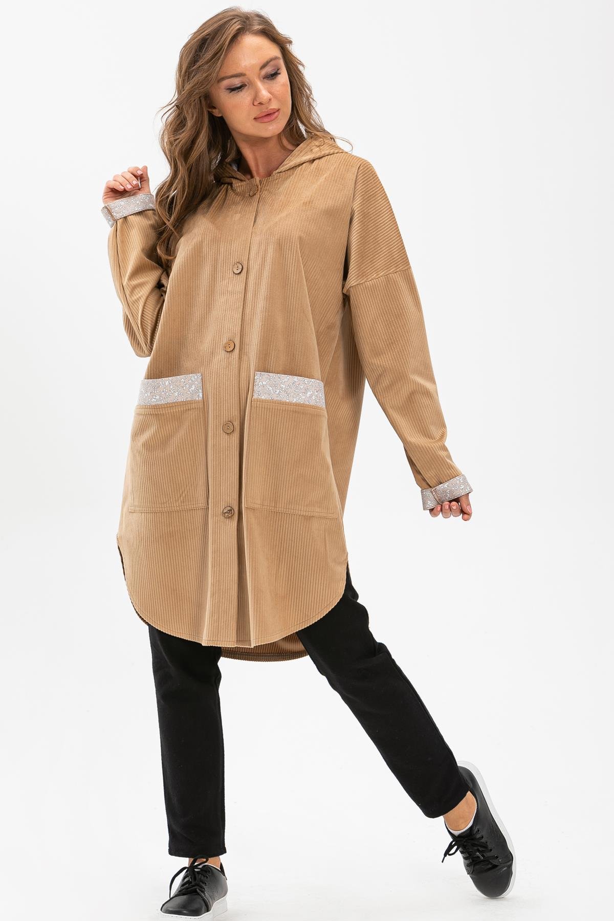 Toptan Eylül Fitilli Kadife Ceket Camel