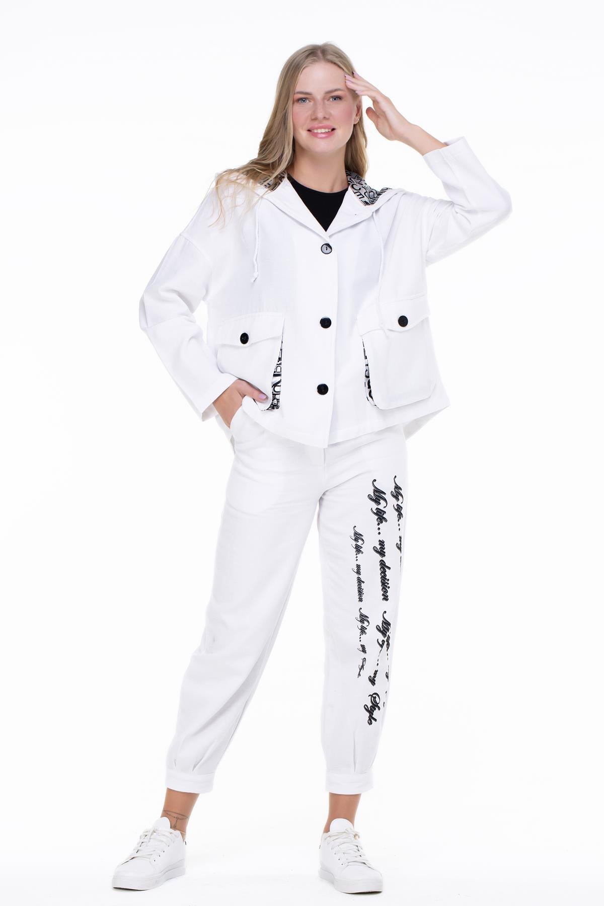 Toptan Gamze Pazen Ceket Beyaz