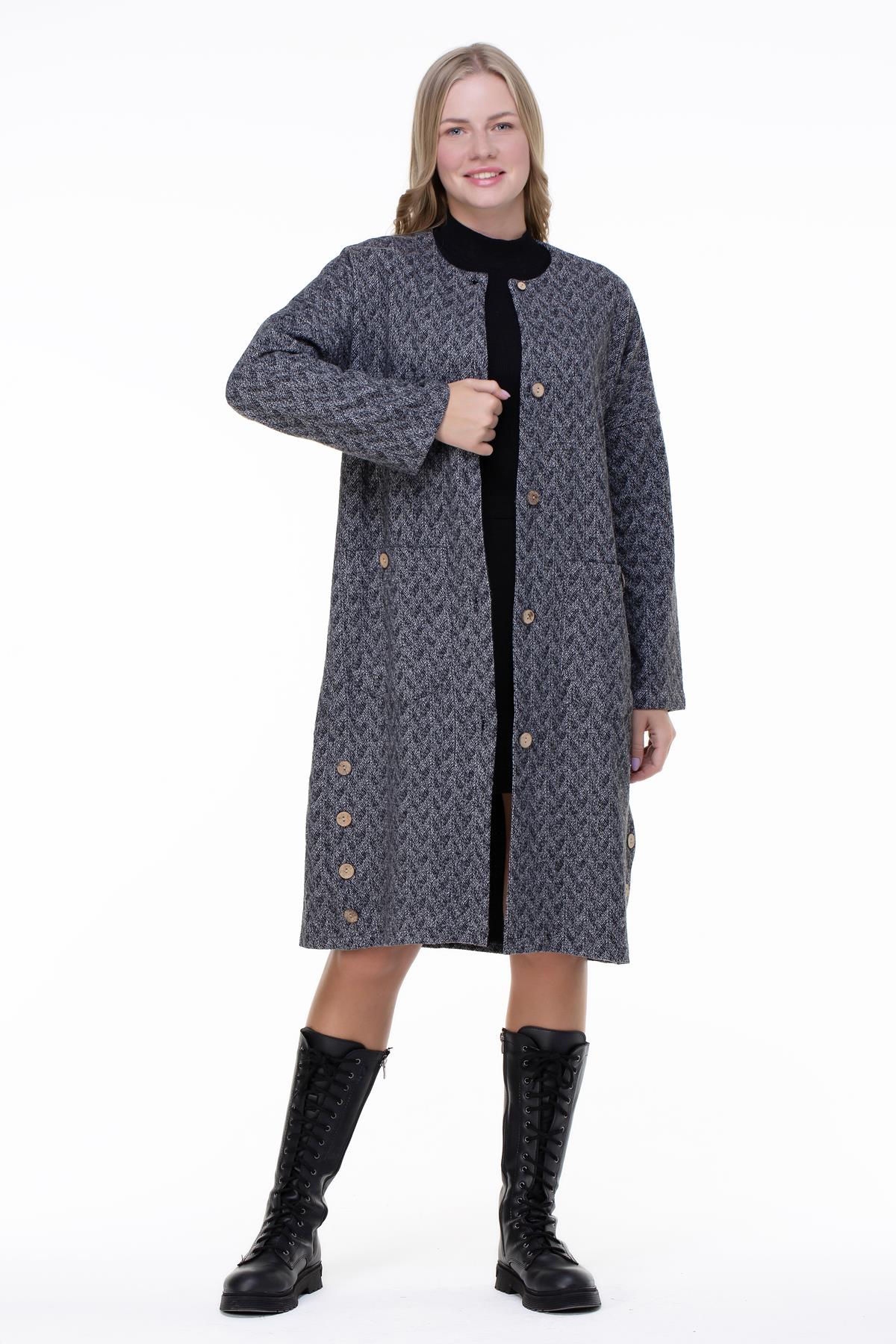 Toptan Kore İnterlog Uzun Ceket Gri