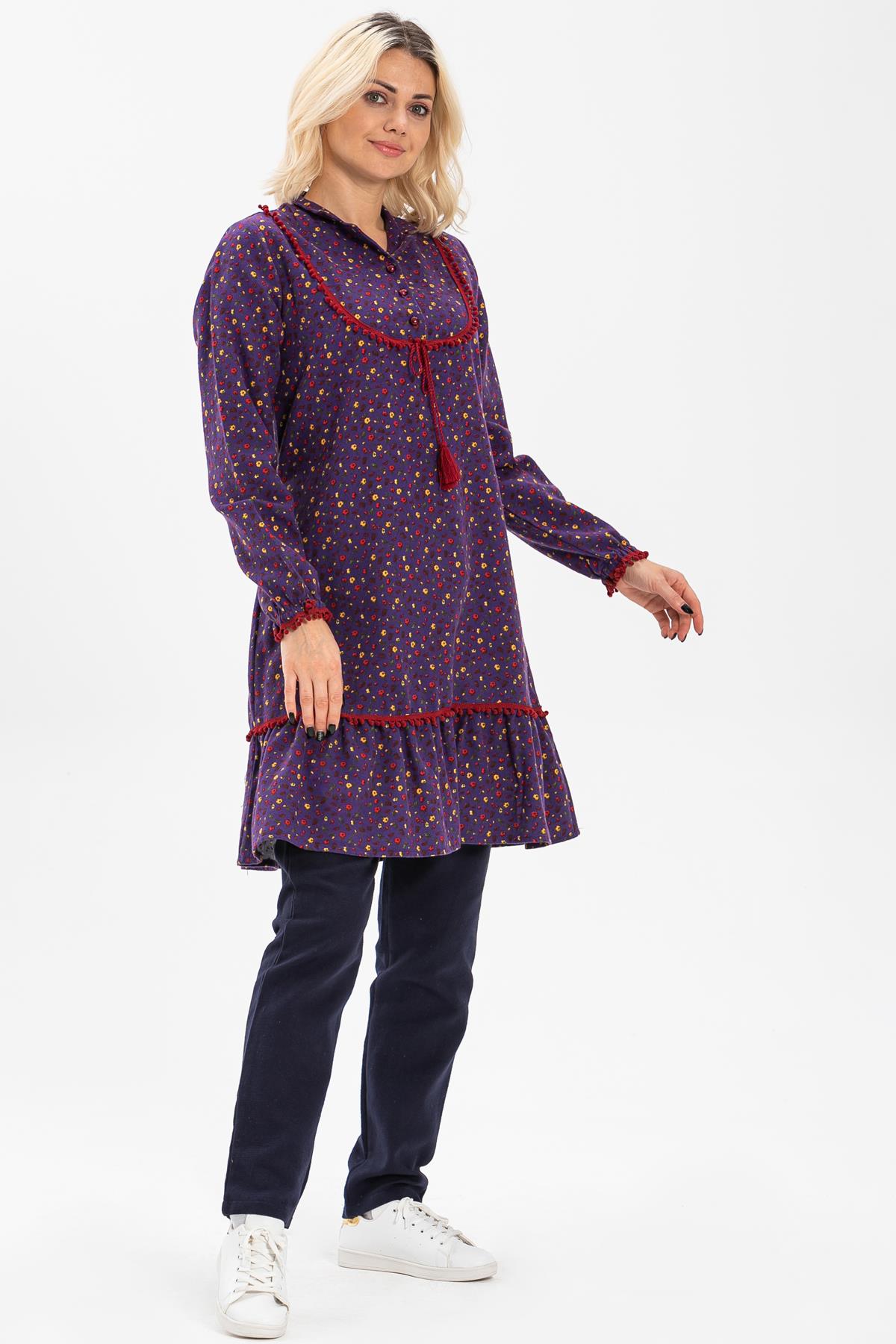 Toptan Özlem Pazen Tunik Çıtır Desen Mor