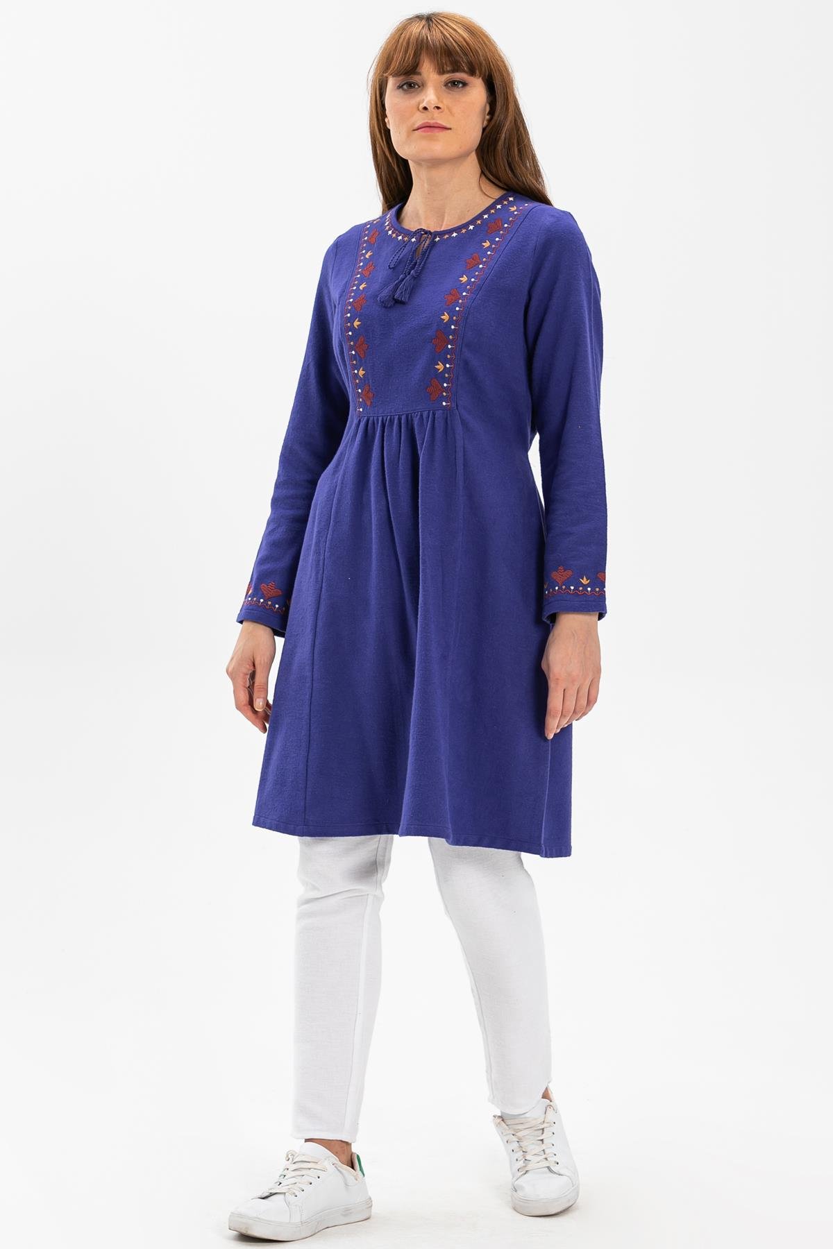 Toptan Sevgi Pazen Tunik Saks