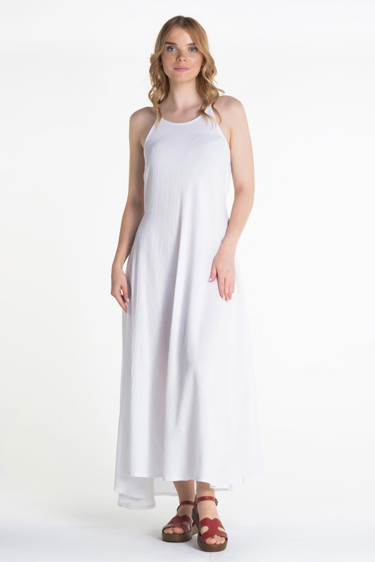 Toptan Sima Şile Bezi Elbise Beyaz