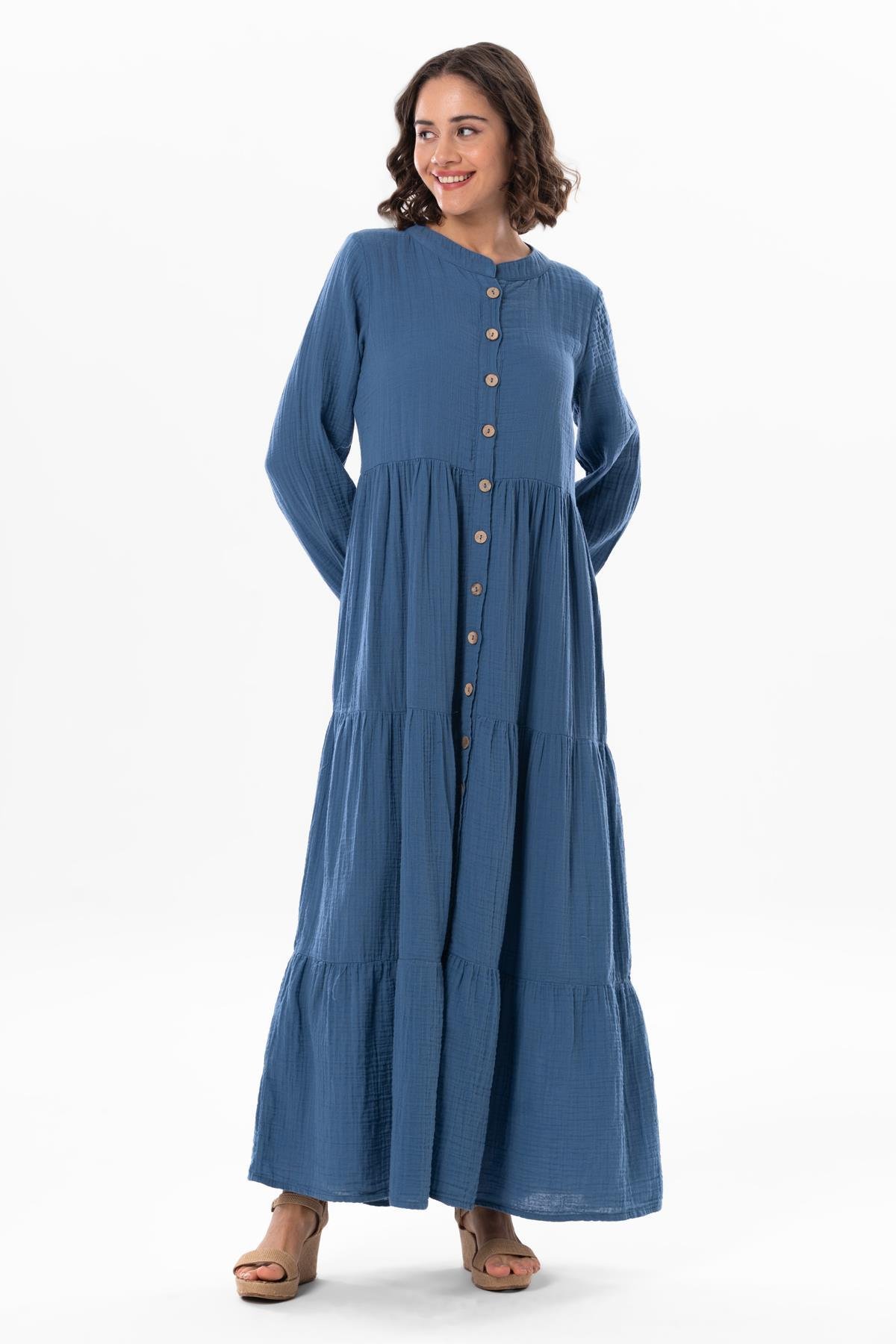 Truvakar Kol Sezen Mevsimlik Müslin Ferace İndigo indg