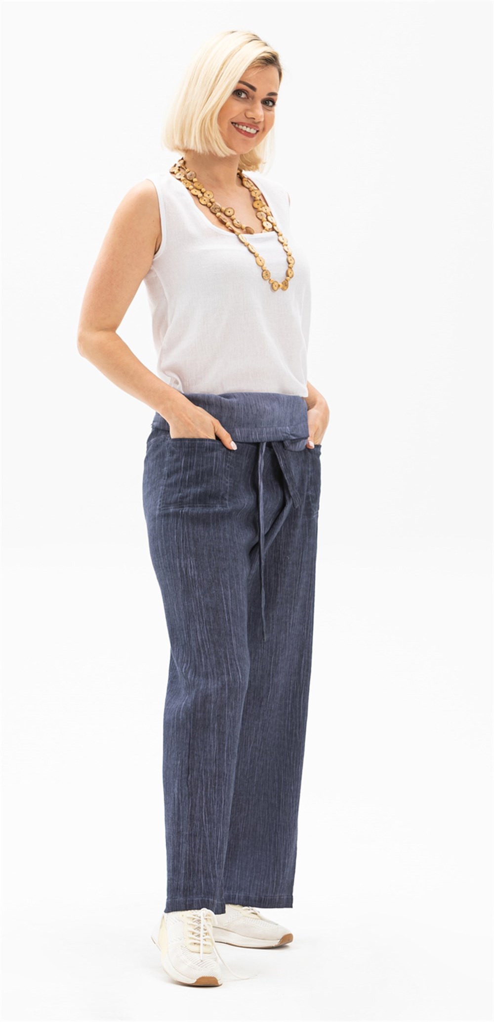 Unisex Şile Bezi Balıkçı Pantolon İndigo indg