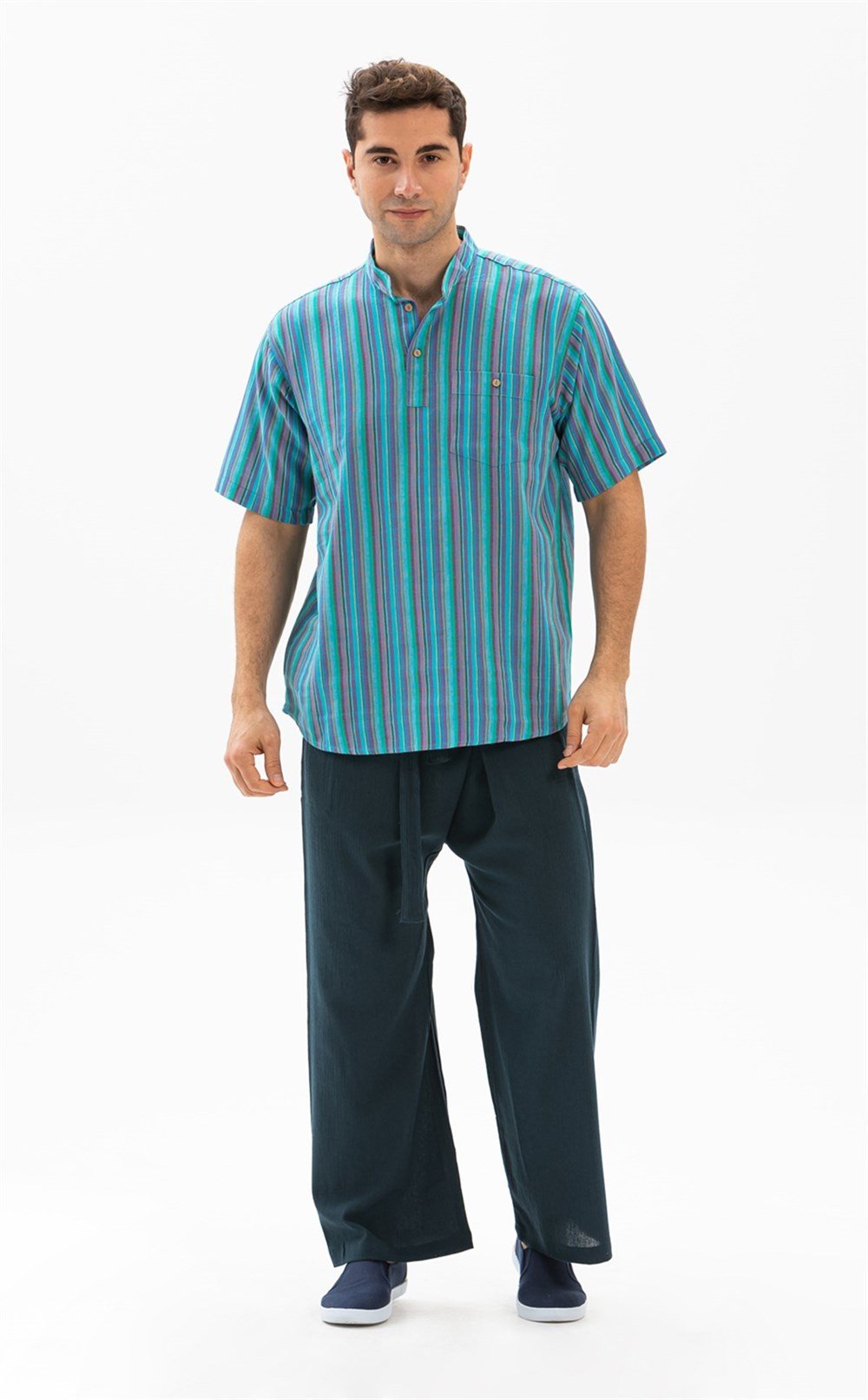 Unisex Şile Bezi Balıkçı Pantolon Petrol Ptrl