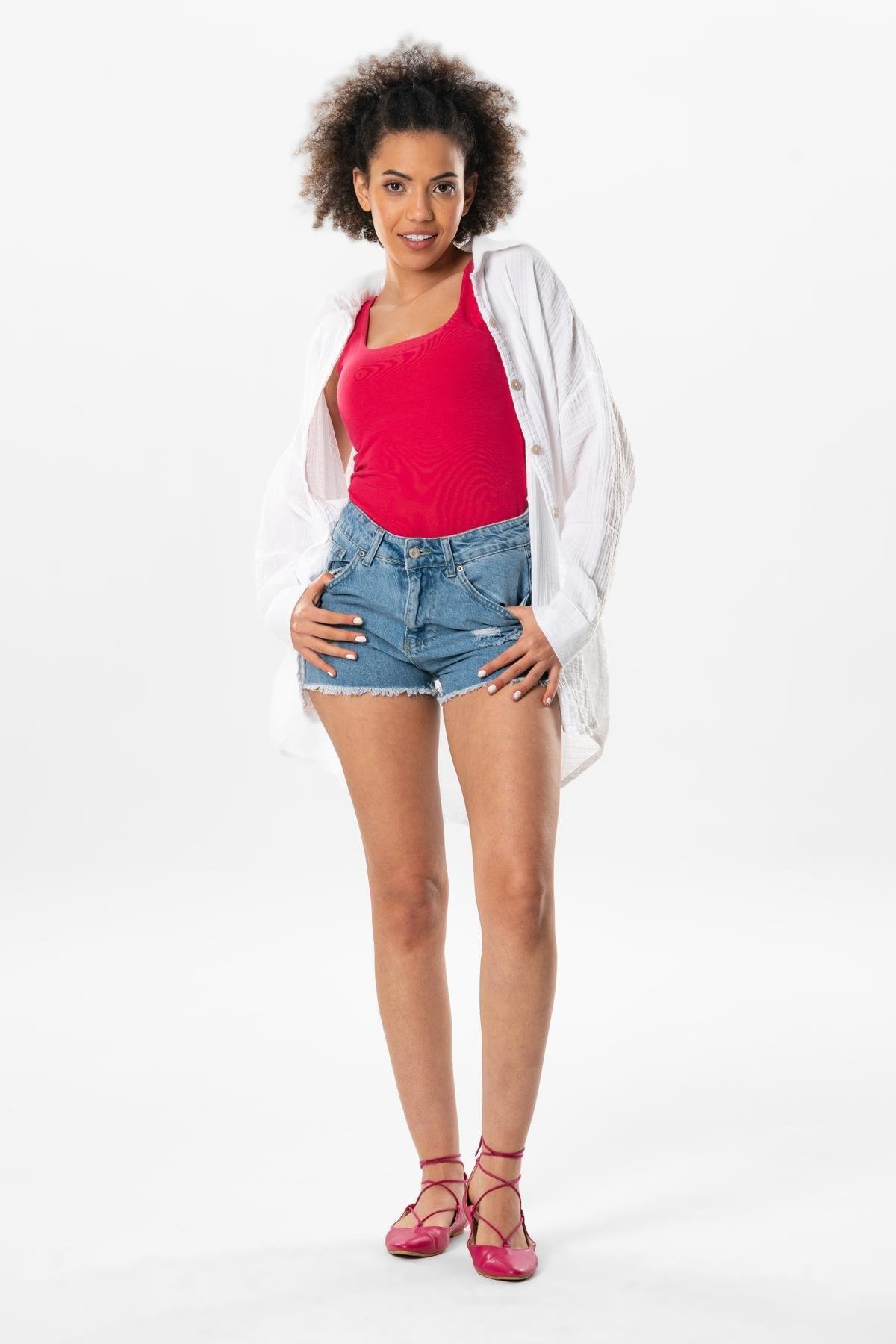 Uzun Kol Esved Yazlık Müslin Gömlek Beyaz Byz