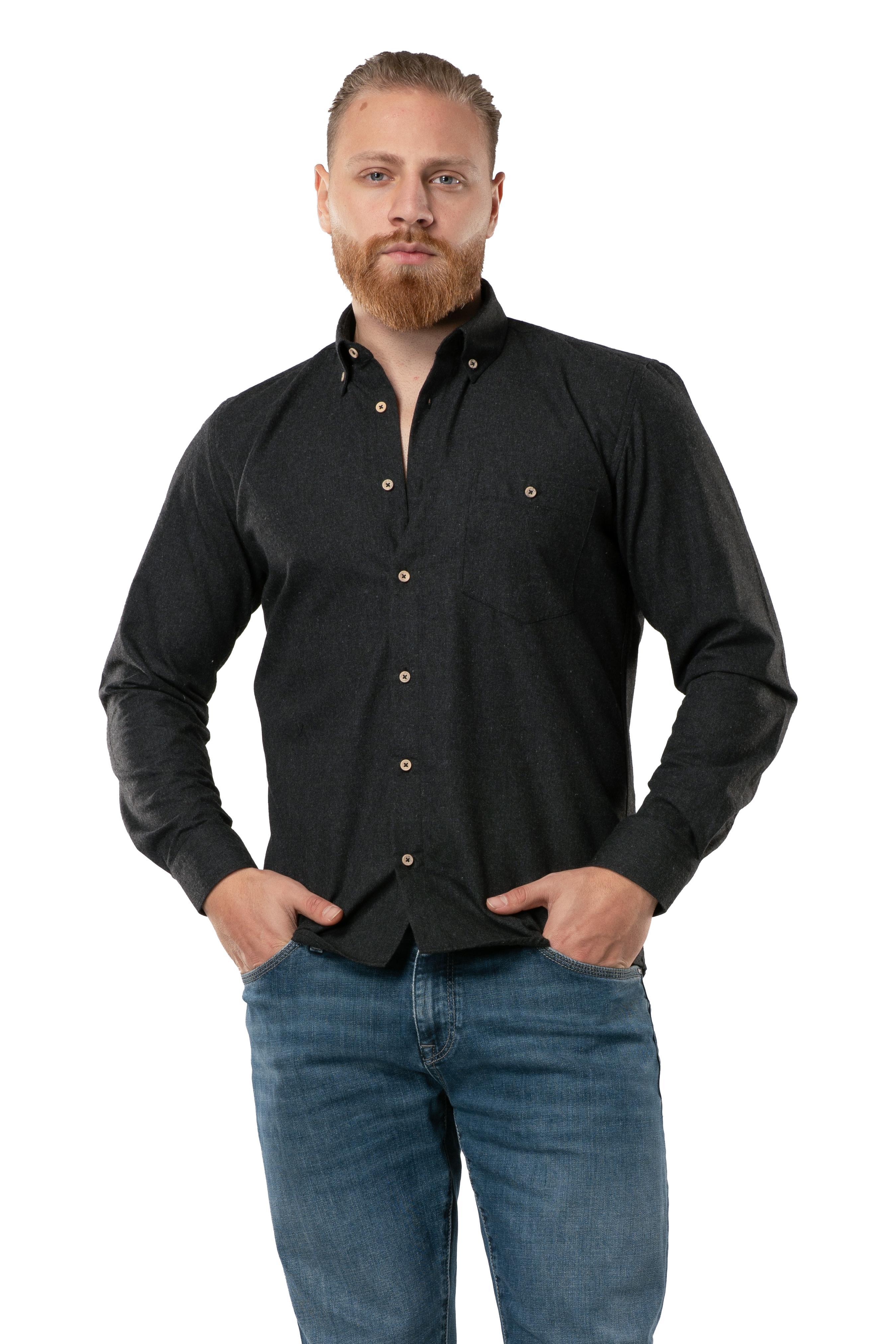 Uzun Kol Oduncu Erkek Pazen Sonbahar ve Kışlık Gömlek Siyah 4006