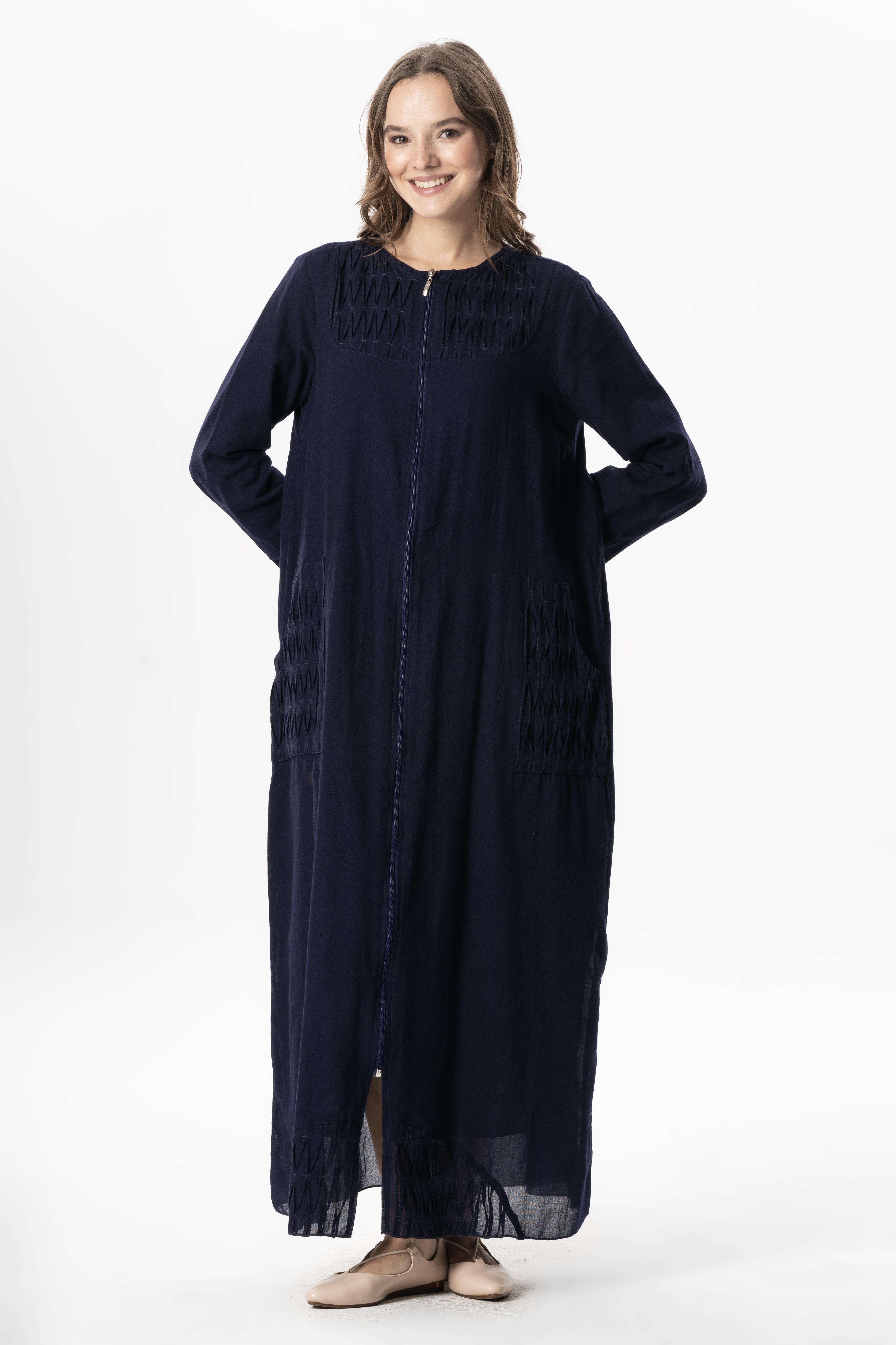 Uzun Kol Vual Tülay Nervürlü Yazlık Ferace Mor Mor