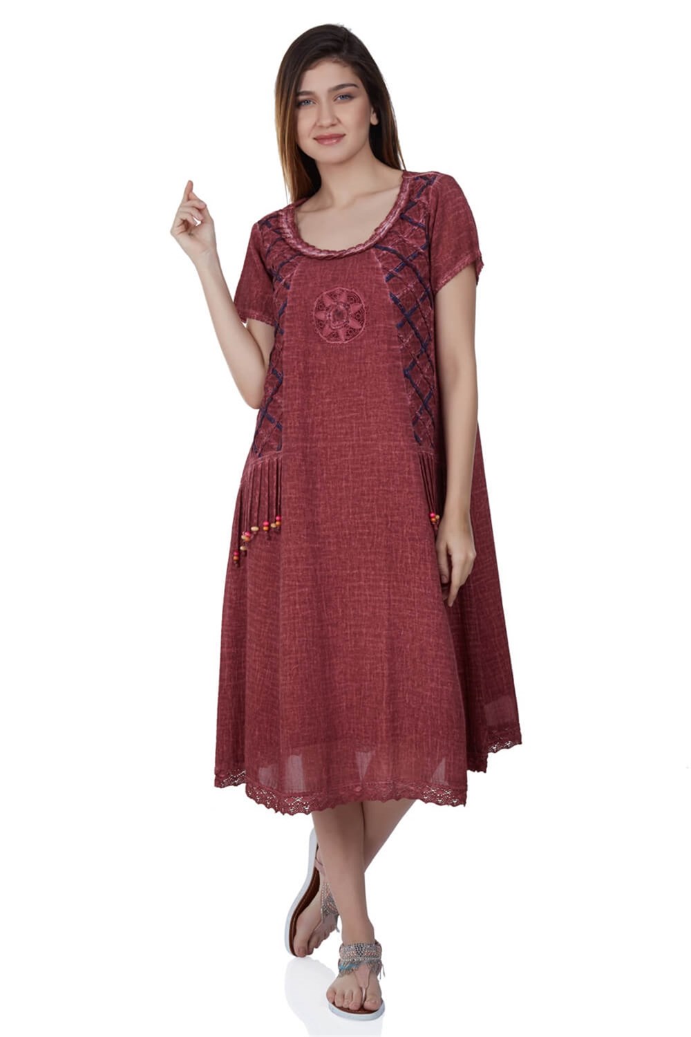 Toptan Yıldız Elbise Gül Kurusu